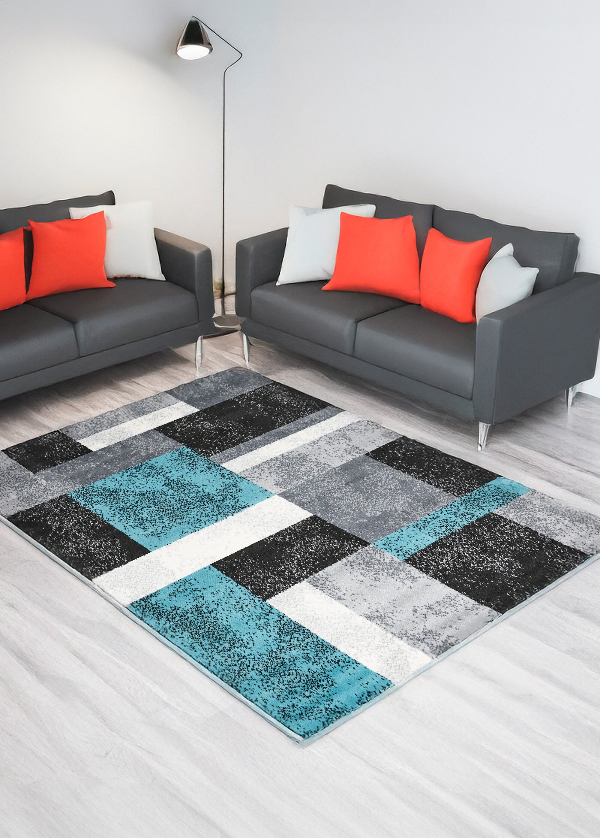 Tapis décoratif poils velours Noir RICHE SF1