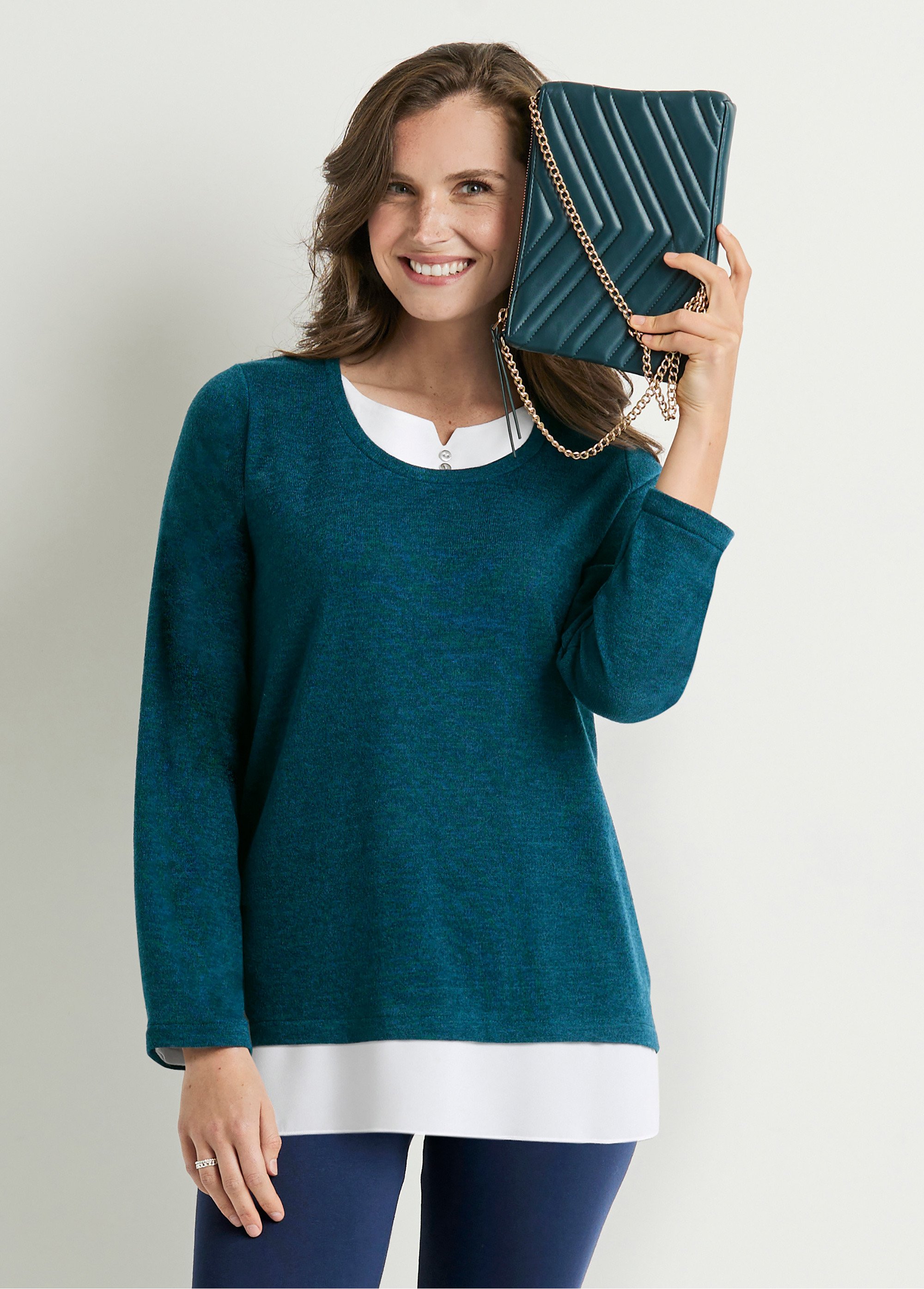 T-shirt mi-long effet 2 en 1