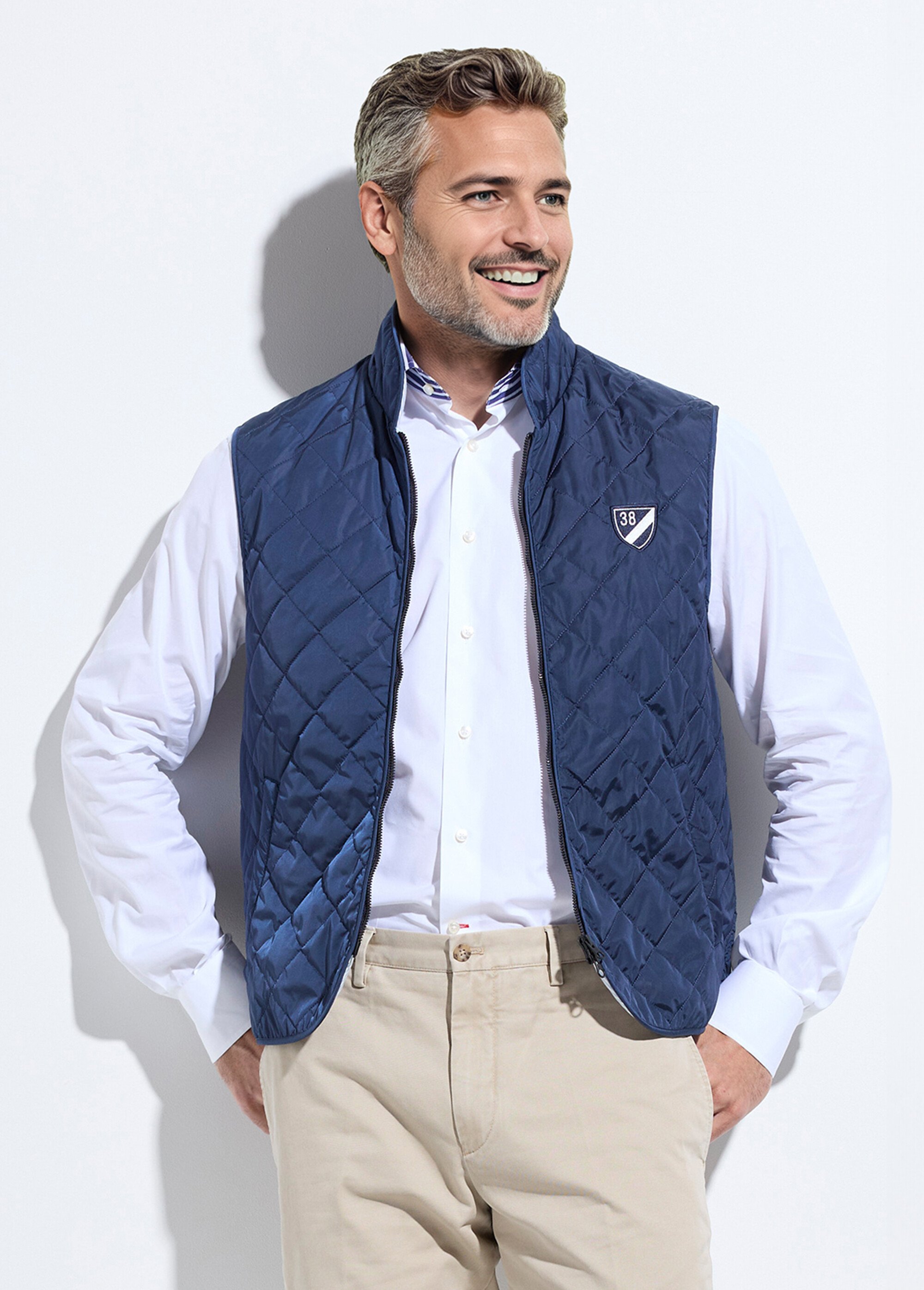 Veste sans manches matelassée avec surpiqûres