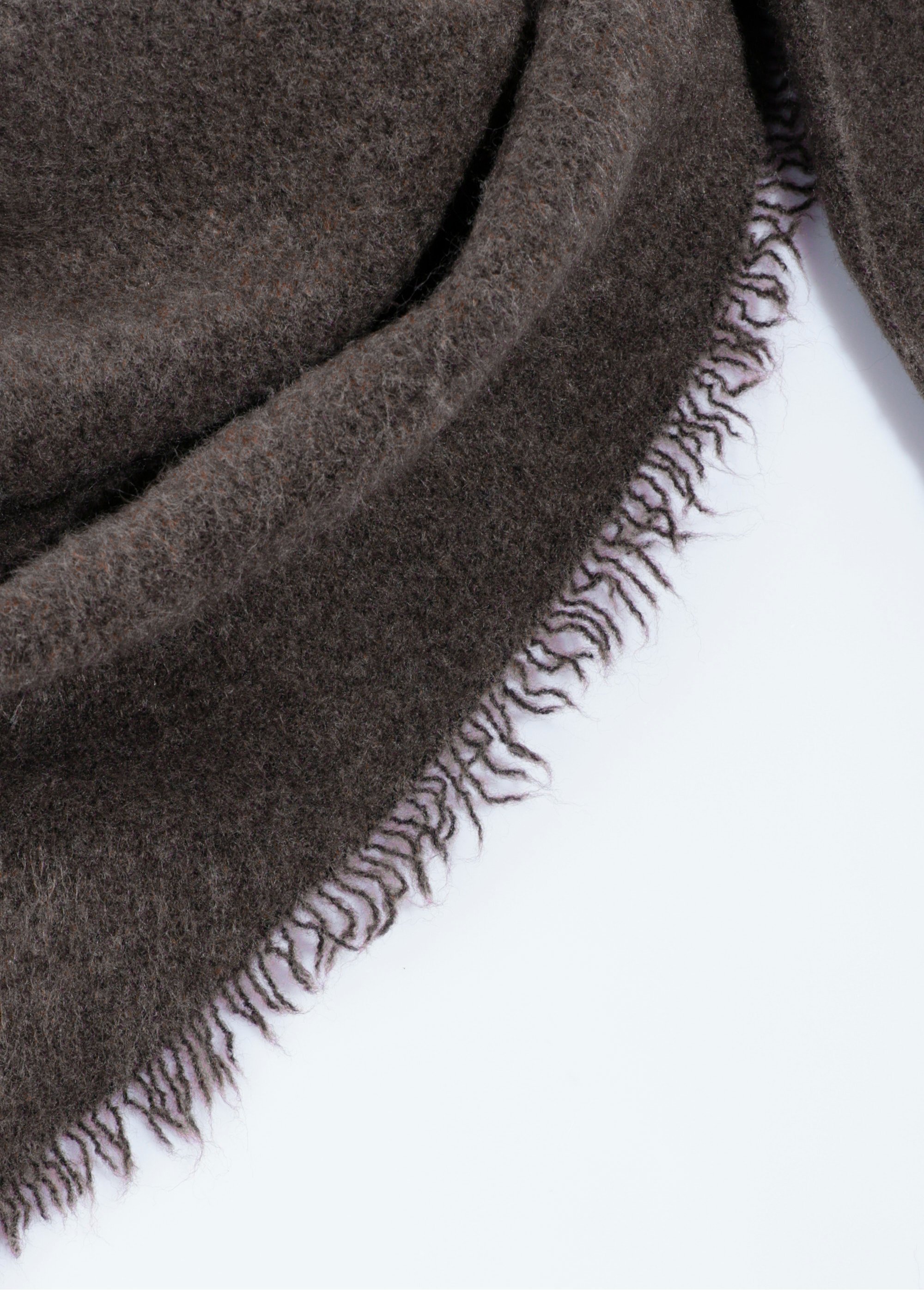 Echarpe triangle maille et fines franges Femme Marron JUB002 DE1