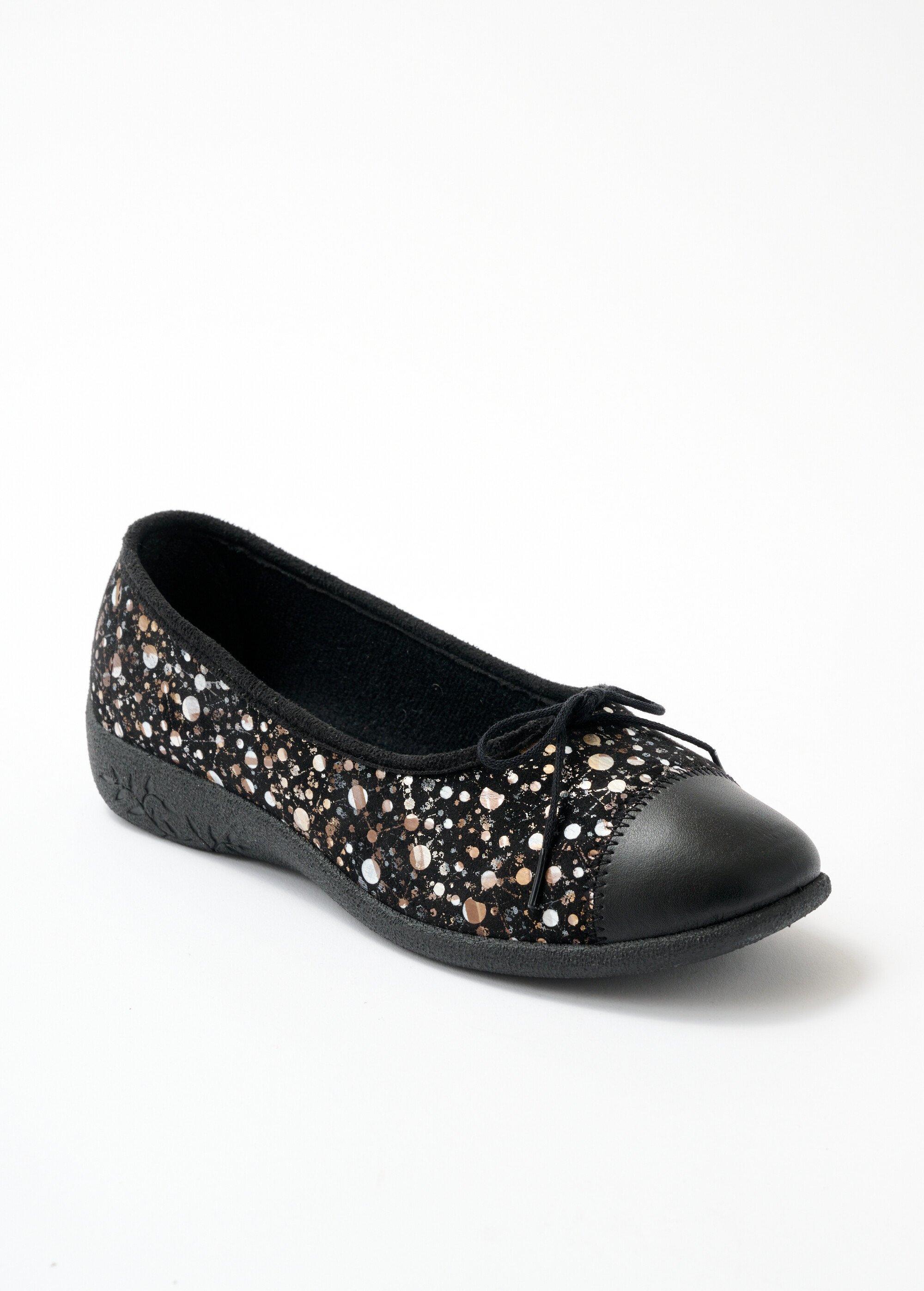 Ballerine largeur confort textile et cuir
