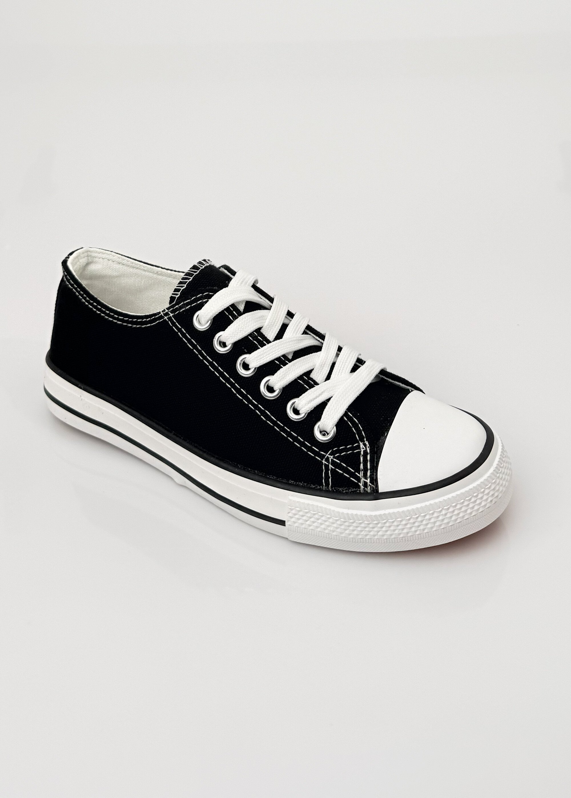 Baskets en toile à lacets inspiration US Femme Noir LBSDKB6870/198 FA1