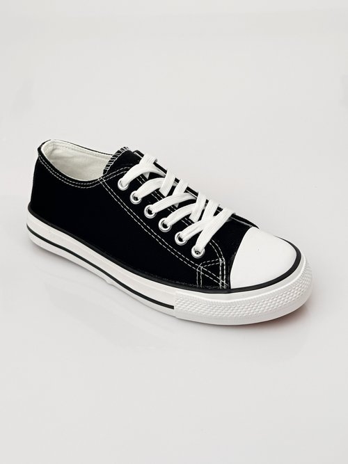 Baskets en toile à lacets inspiration US Femme Noir LBSDKB6870/198 FA1