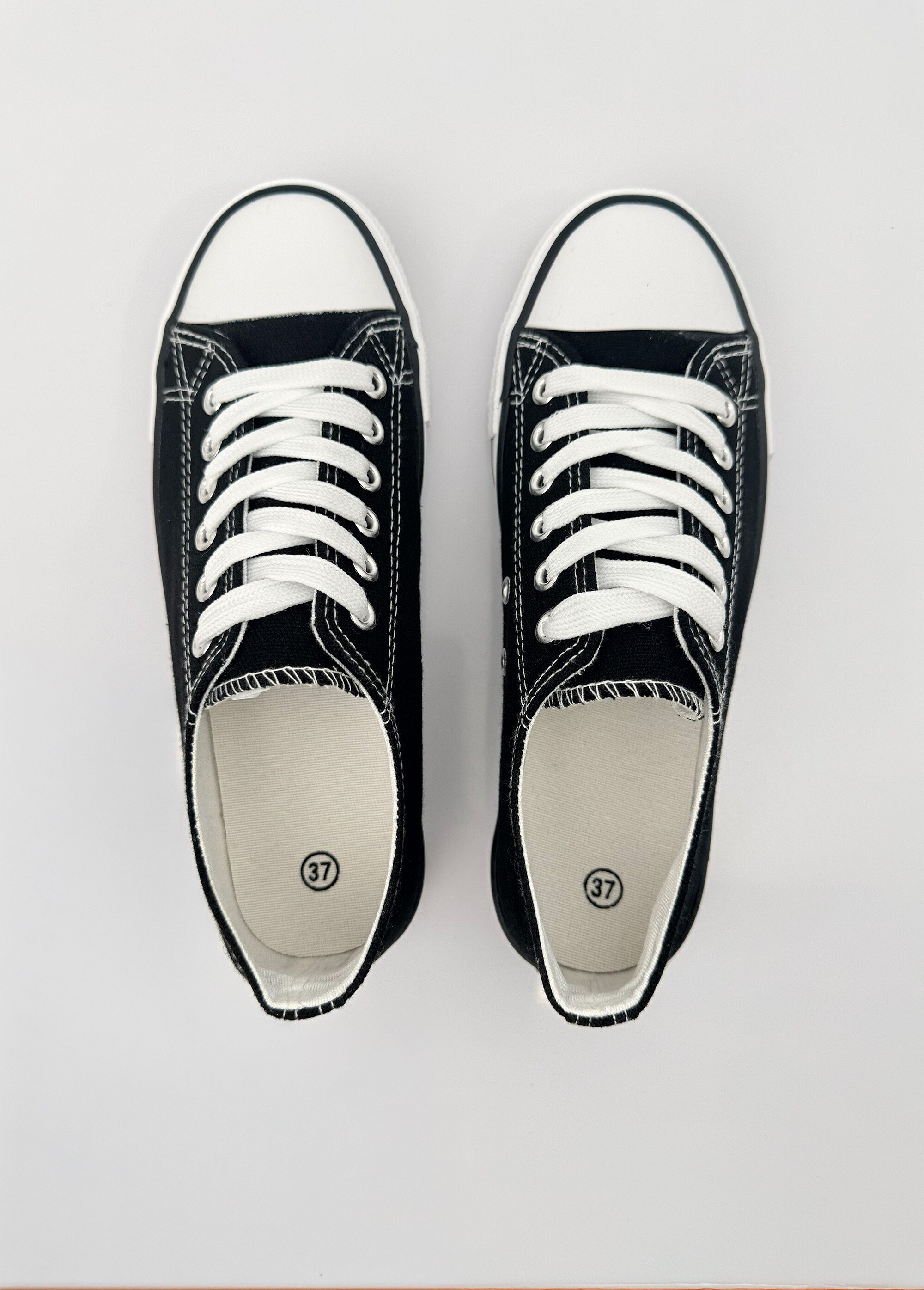 Baskets en toile à lacets inspiration US Femme Noir LBSDKB6870/198 OV1