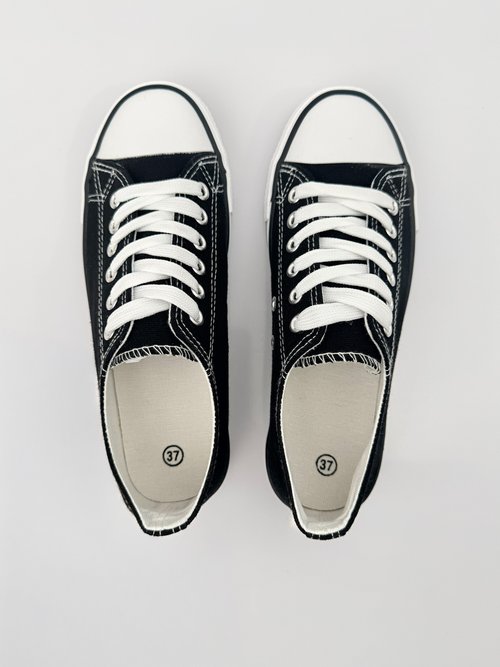 Baskets en toile à lacets inspiration US Femme Noir LBSDKB6870/198 OV1