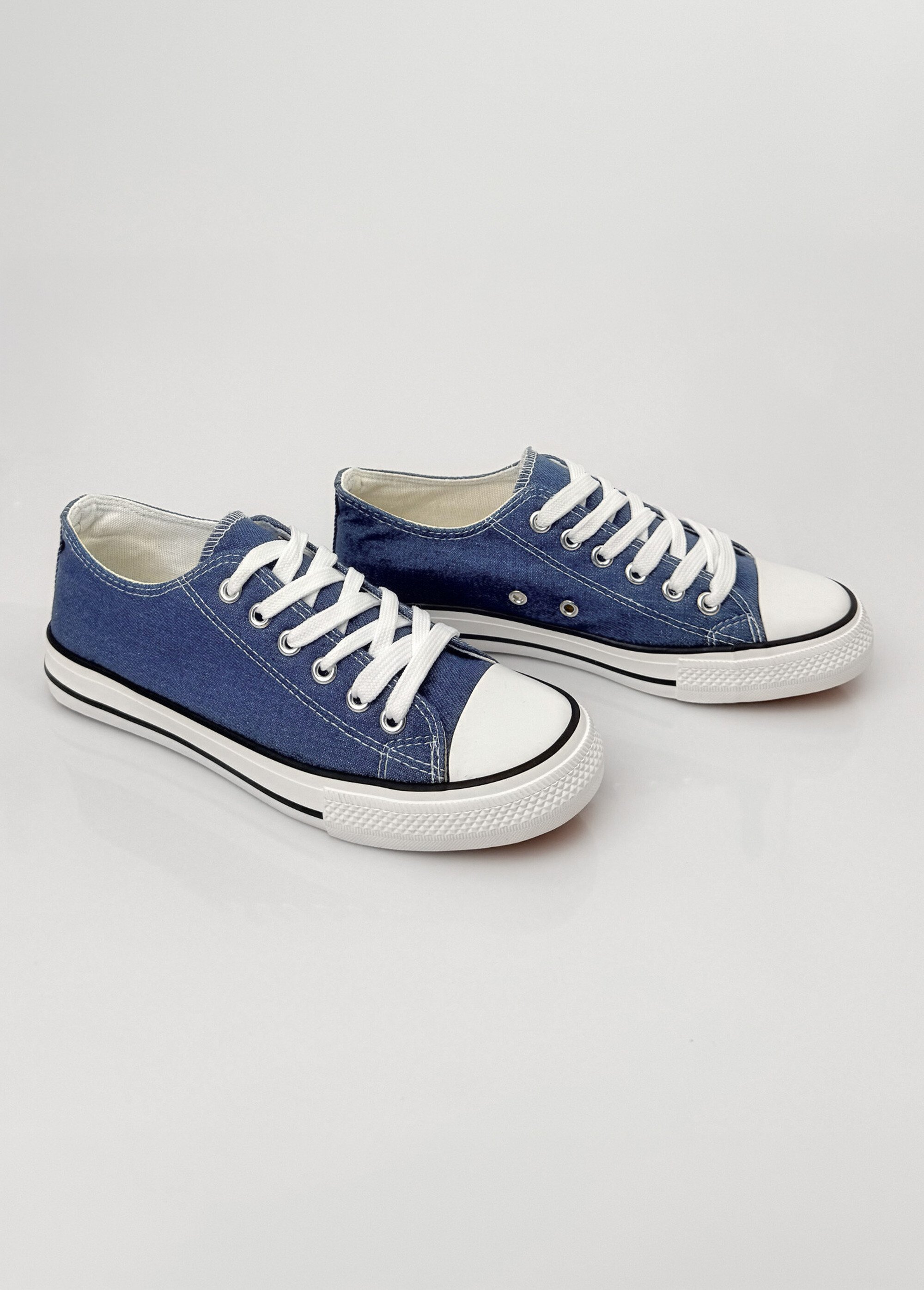 Baskets en toile à lacets inspiration US Femme Bleu LBSDKB6870/198 DE1