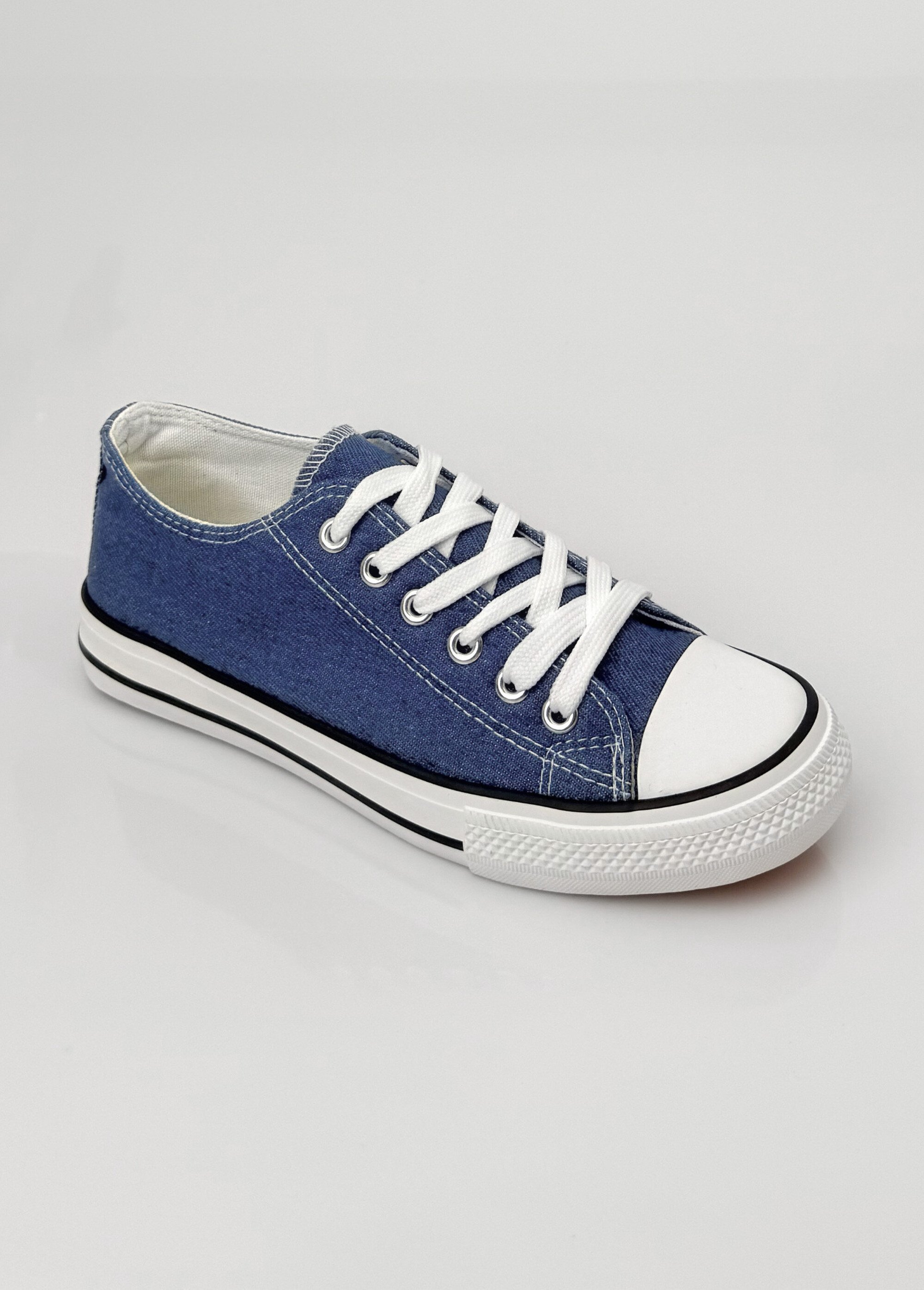 Baskets en toile à lacets inspiration US Femme Bleu LBSDKB6870/198 FA1