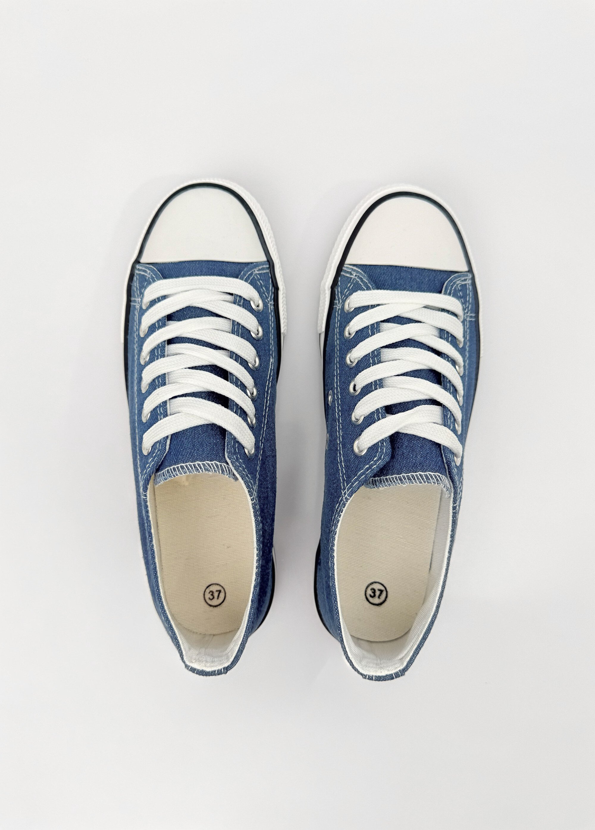 Baskets en toile à lacets inspiration US Femme Bleu LBSDKB6870/198 OV1