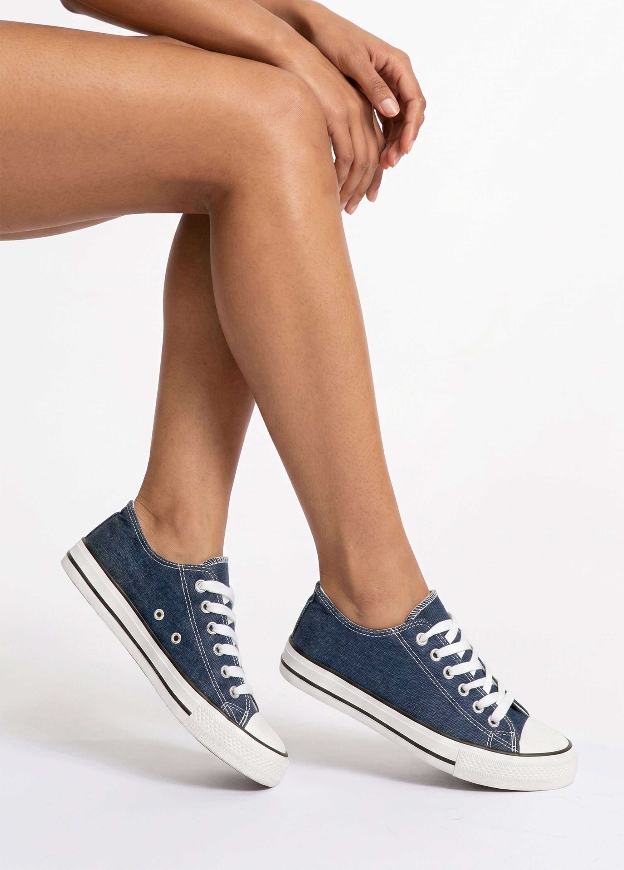 Baskets en toile à lacets inspiration US Femme Bleu LBSDKB6870/198 SI1