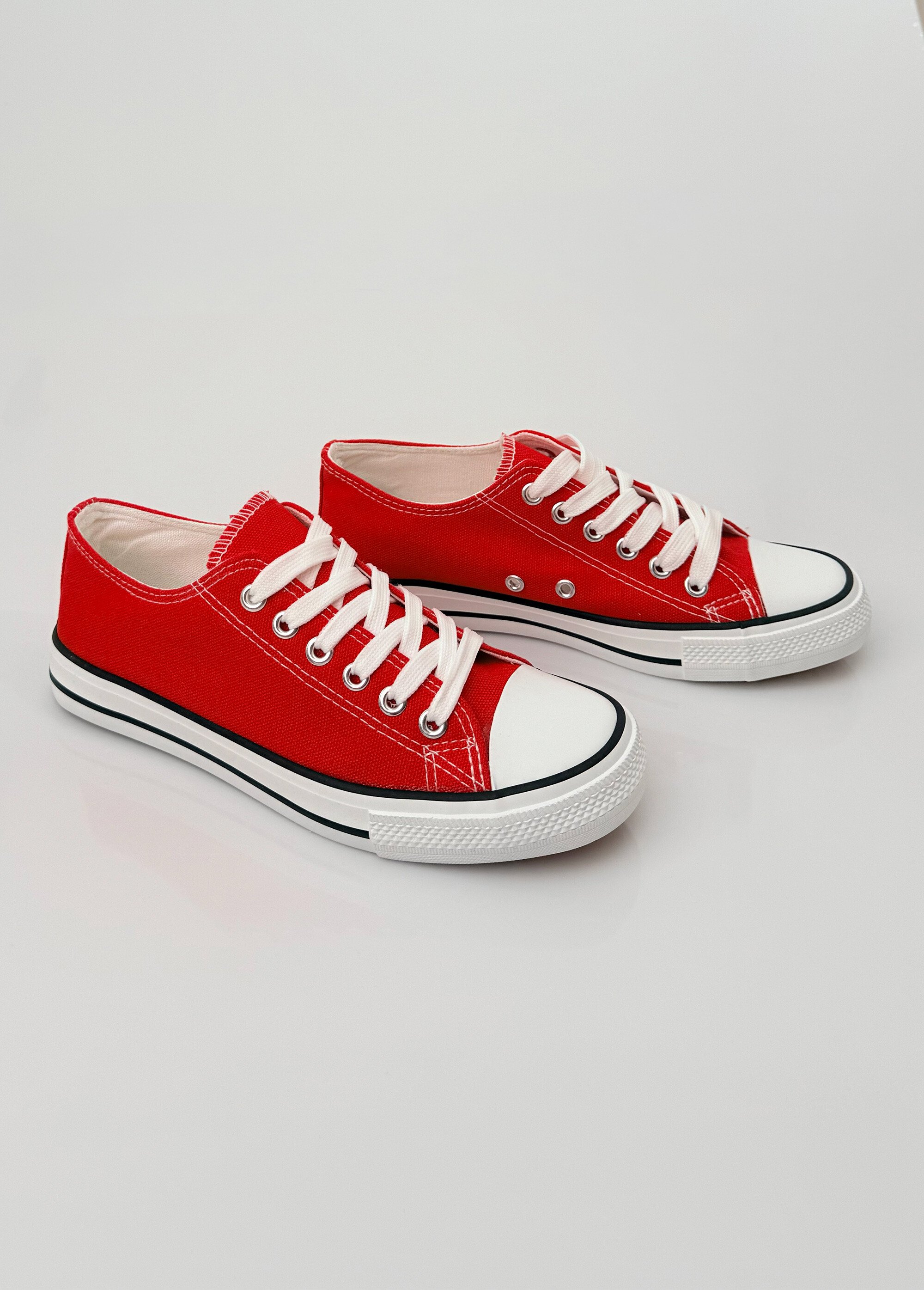 Baskets en toile à lacets inspiration US Femme Rouge LBSDKB6870/198 DE1