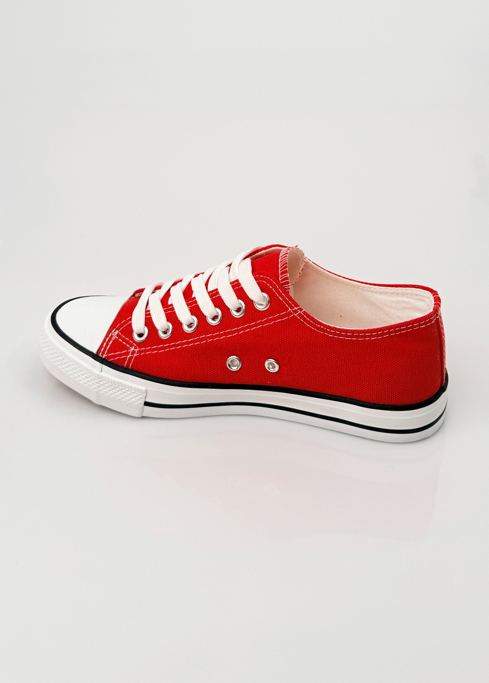 Baskets en toile à lacets inspiration US Femme Rouge LBSDKB6870/198 DO1