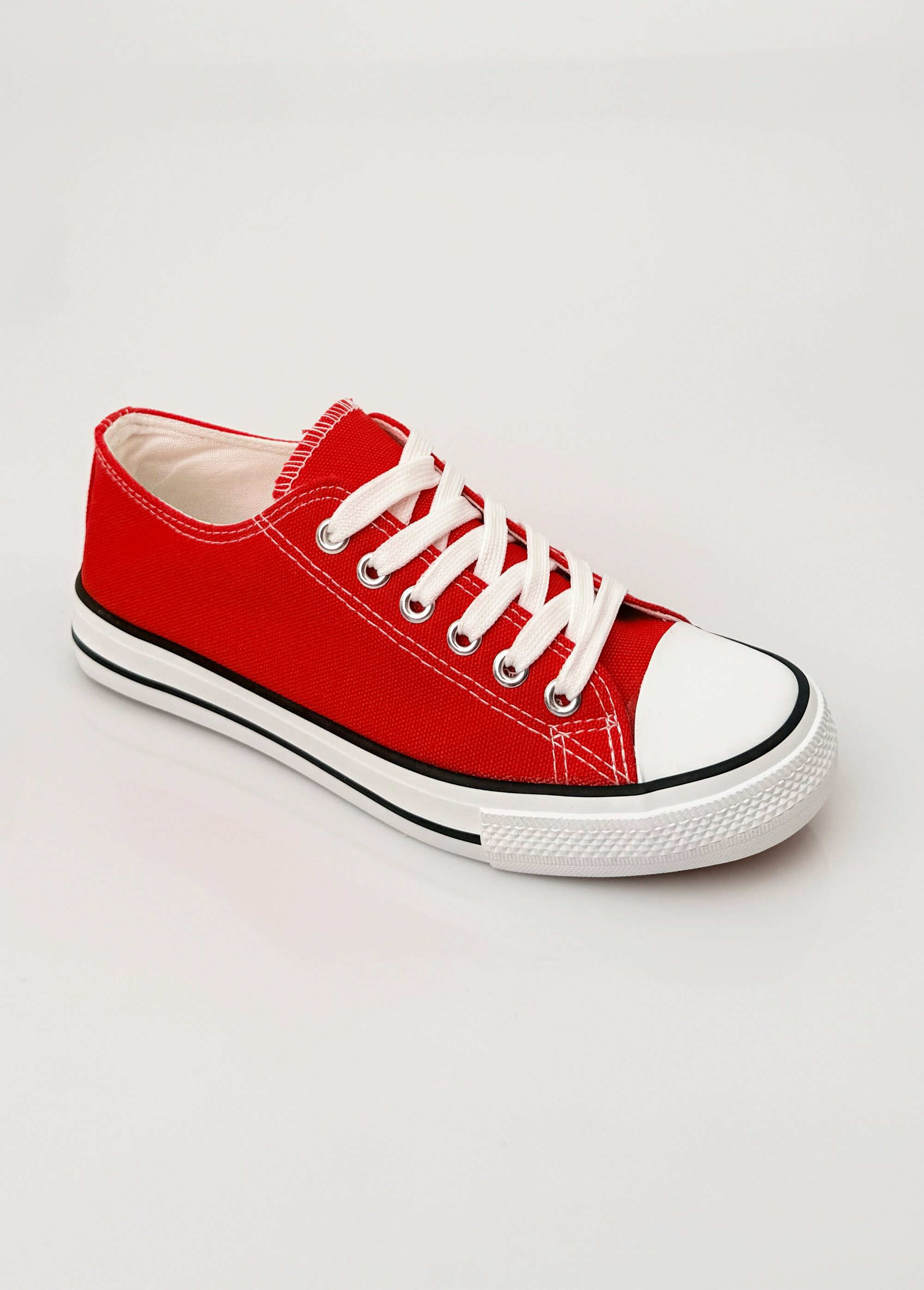 Baskets en toile à lacets inspiration US Femme Rouge LBSDKB6870/198 FA1