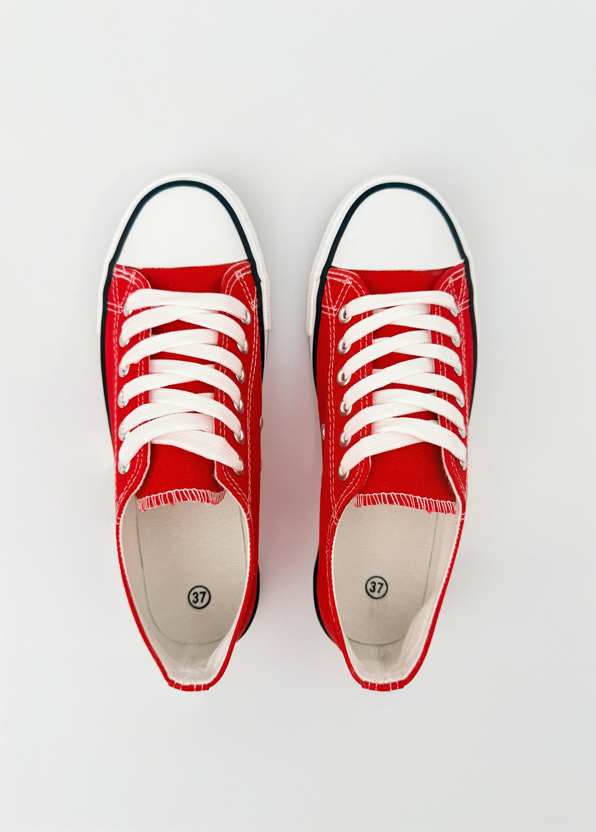 Baskets en toile à lacets inspiration US Femme Rouge LBSDKB6870/198 OV1