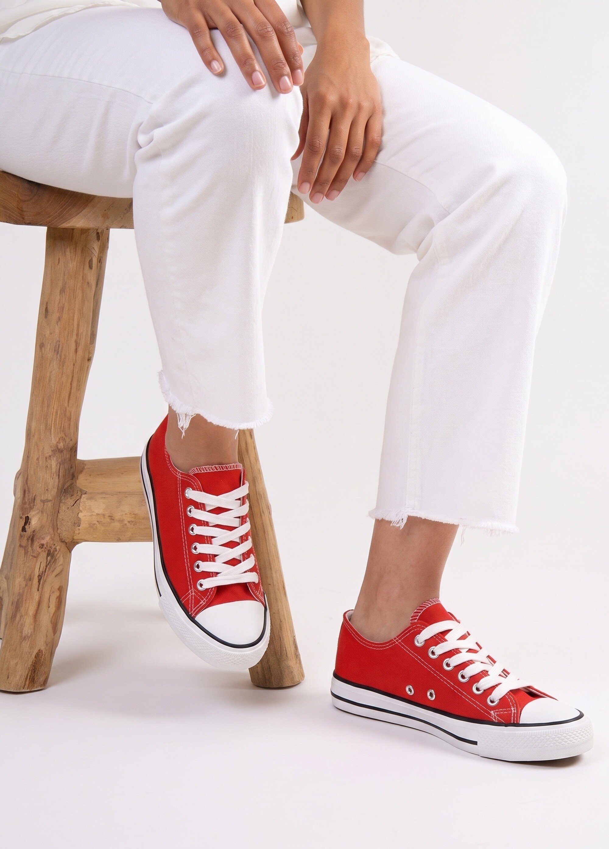 Baskets en toile à lacets inspiration US Femme Rouge LBSDKB6870/198 SI1