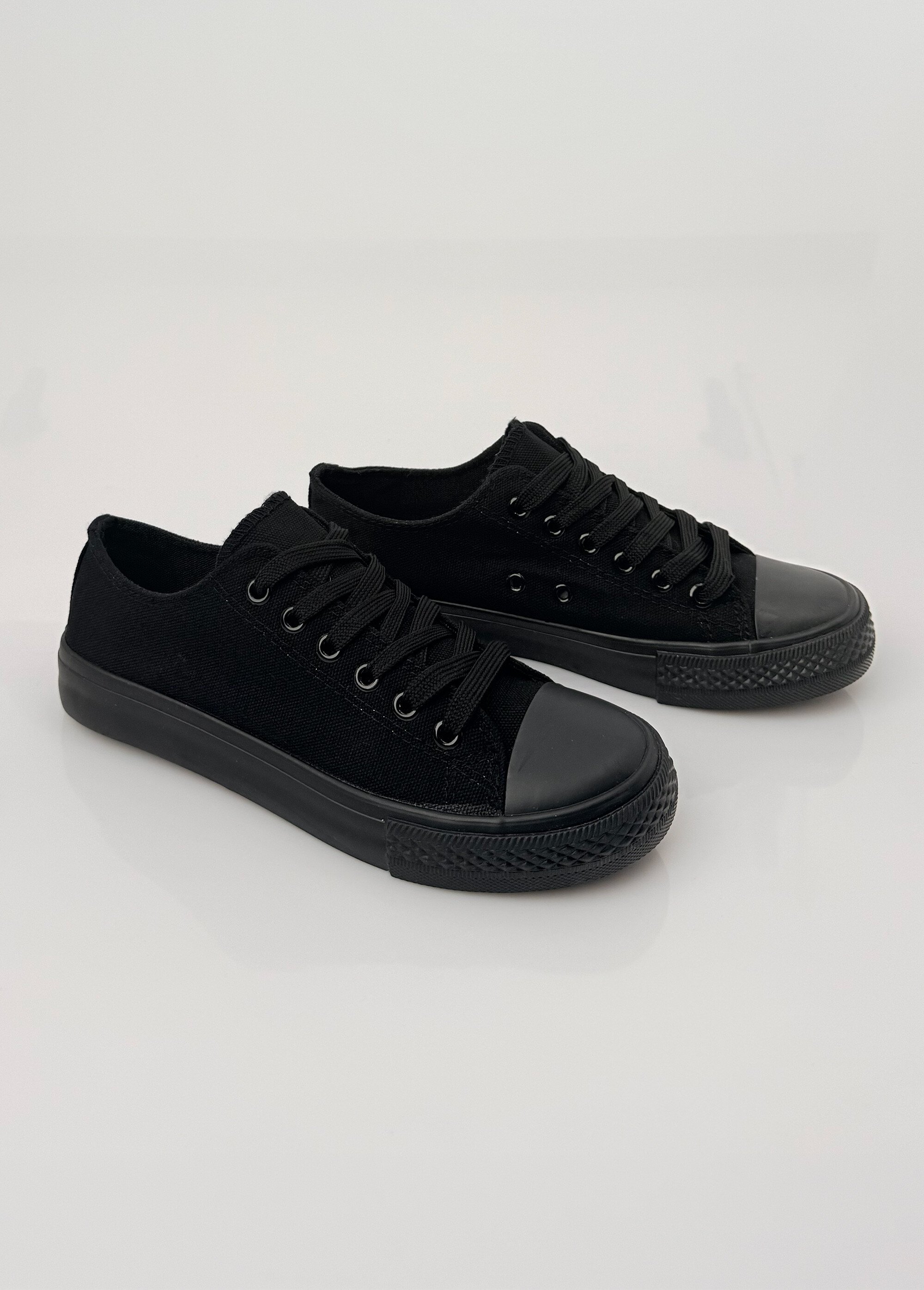 Baskets en toile à lacets inspiration US Femme Noir LBSDKB6870/198 DE1