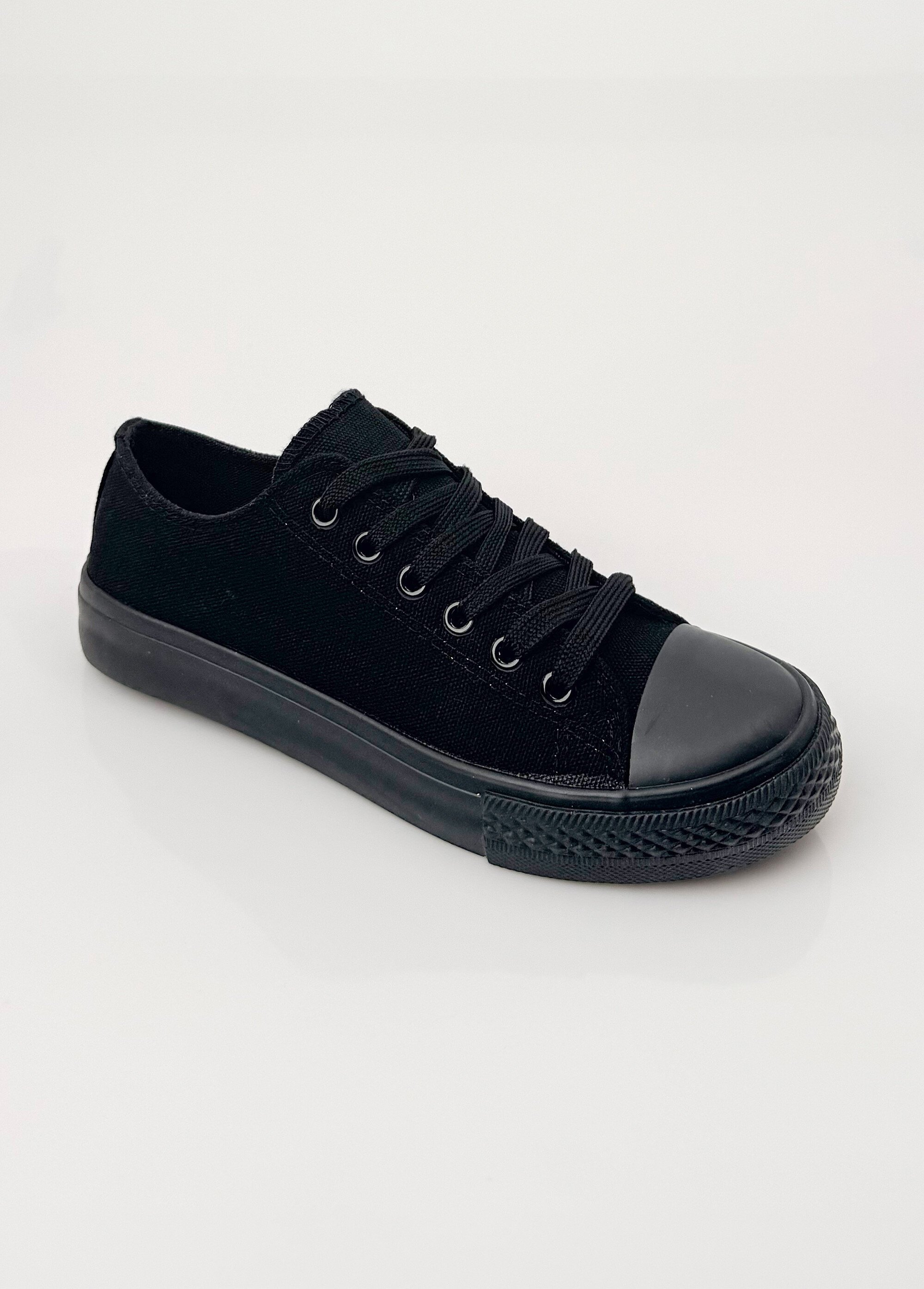 Baskets en toile à lacets inspiration US Femme Noir LBSDKB6870/198 FA1