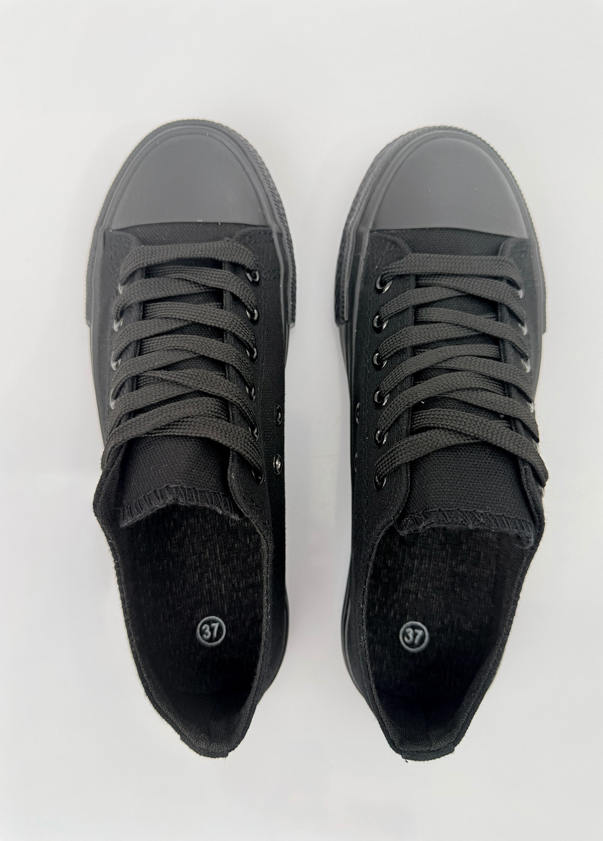 Baskets en toile à lacets inspiration US Femme Noir LBSDKB6870/198 OV1