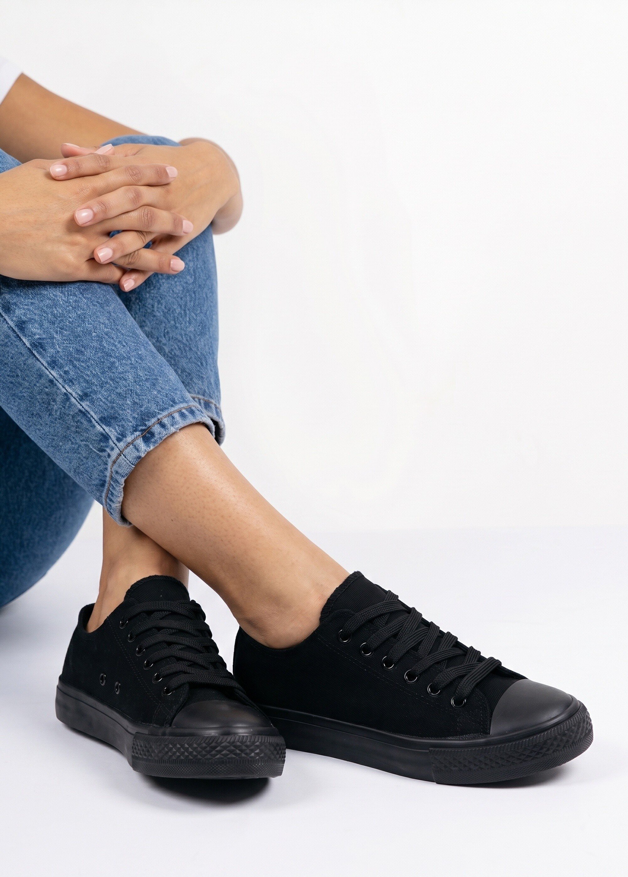Baskets en toile à lacets inspiration US Femme Noir LBSDKB6870/198 SI1