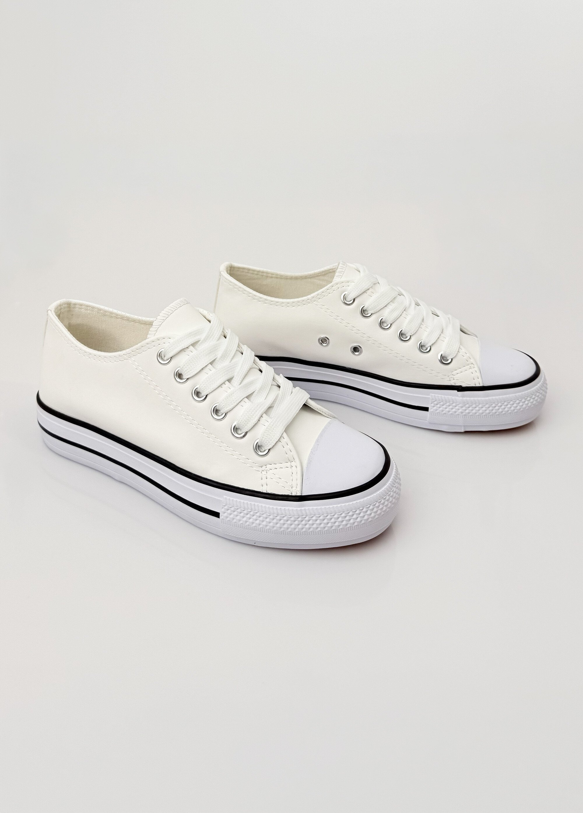 Baskets simili cuir lacets inspiration US Femme Blanc LBS-DFR7851 DE1