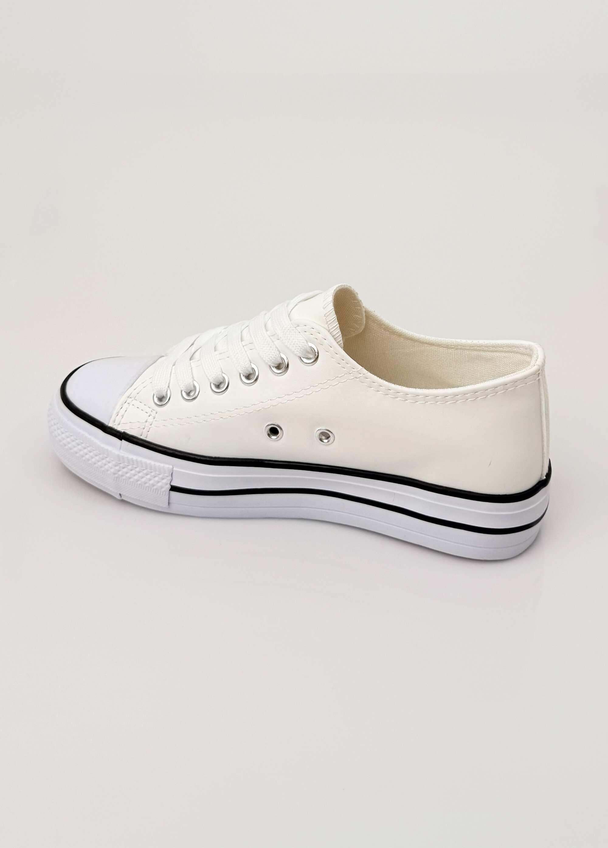 Baskets simili cuir lacets inspiration US Femme Blanc LBS-DFR7851 DO1