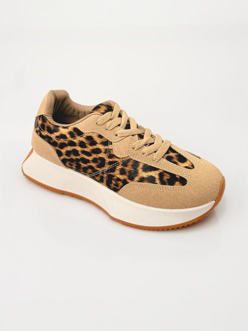Baskets style joggers multi empiècements Femme Marron LBS-DCX1605 FA1