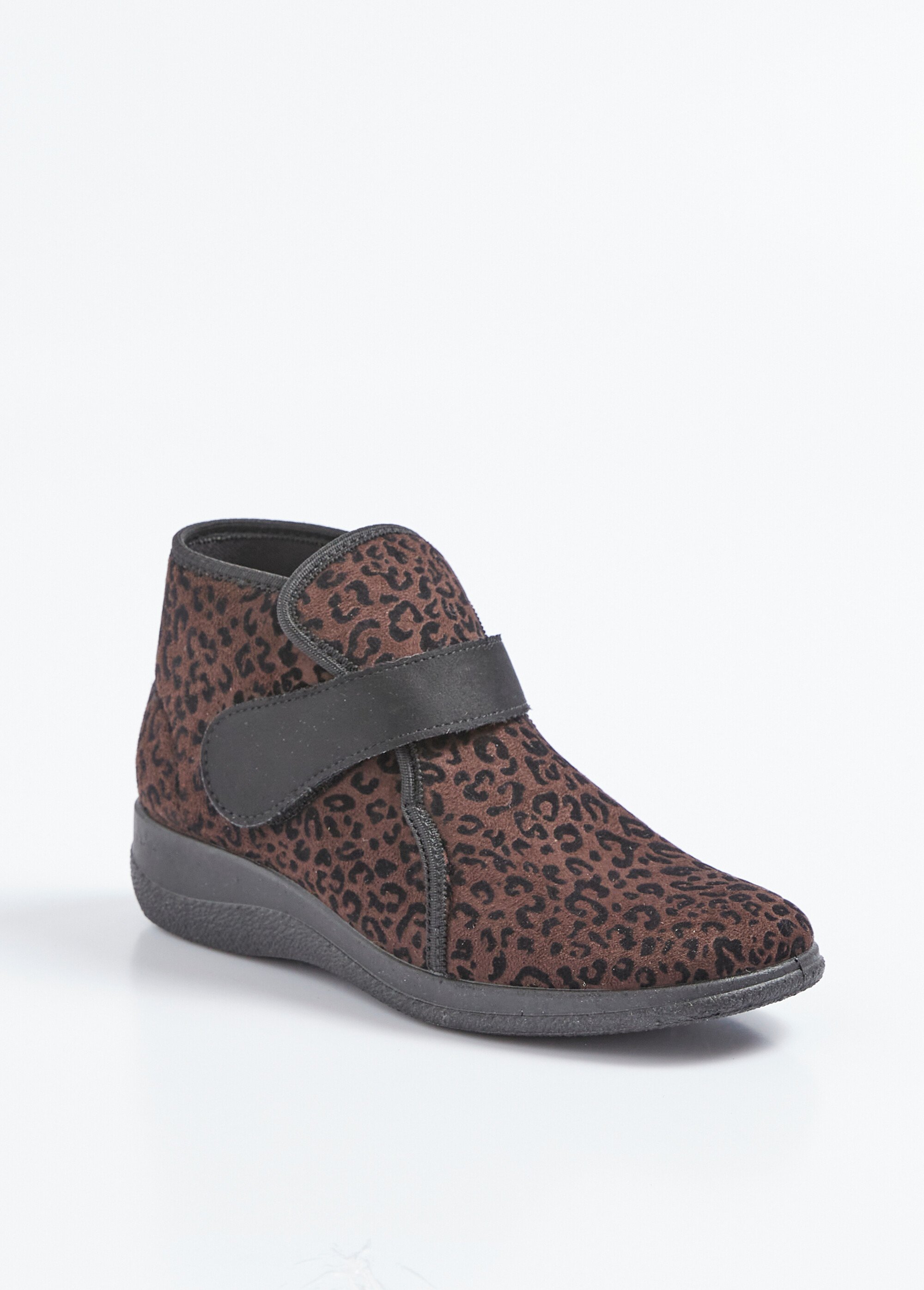 Boots scratchées largeur confort imprimé léopard ou uni Femme Marron ORMINA FA1