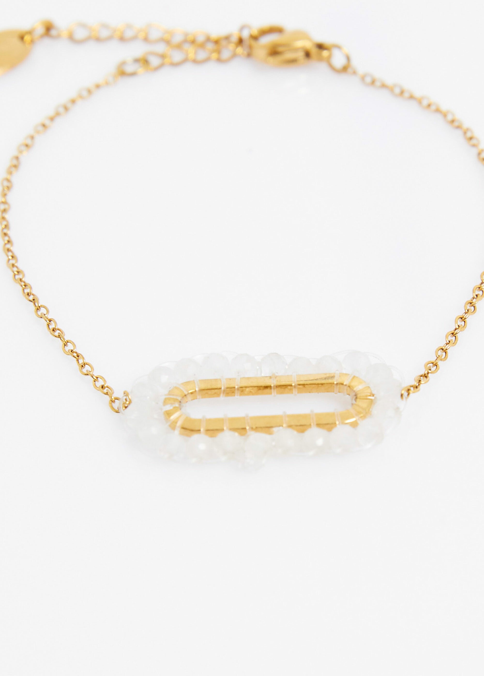 Bracelet anneau avec perles, en acier