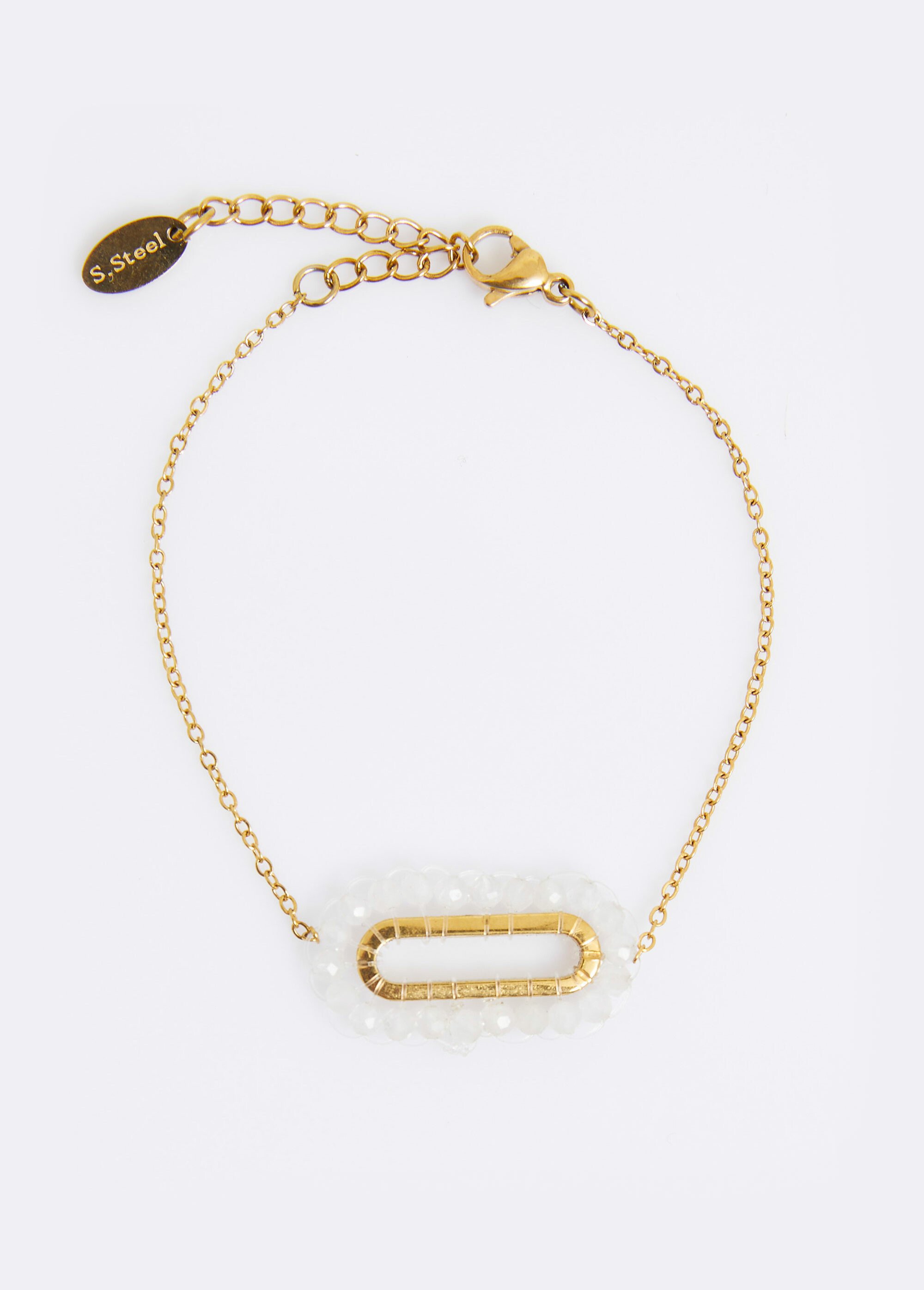 Bracelet anneau avec perles, en acier