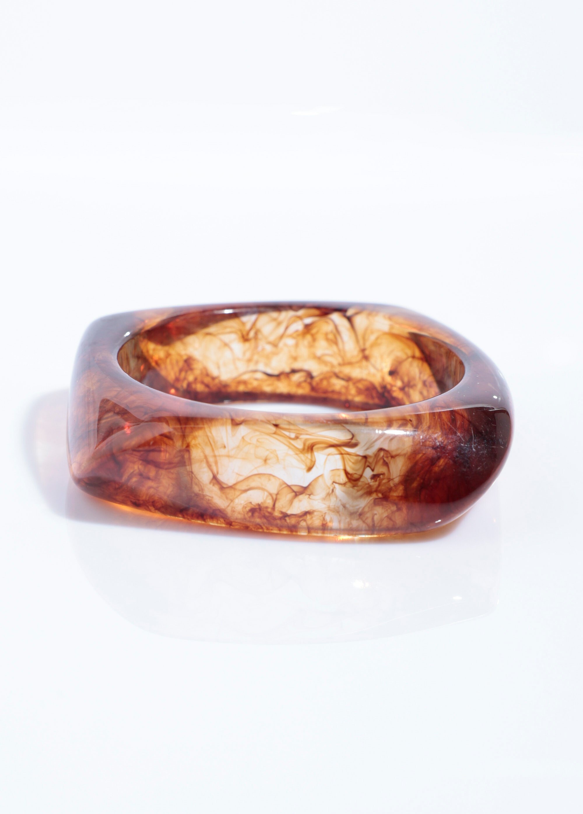 Bracelet carré rigide aspect ambre Marron ROSD172 FA1