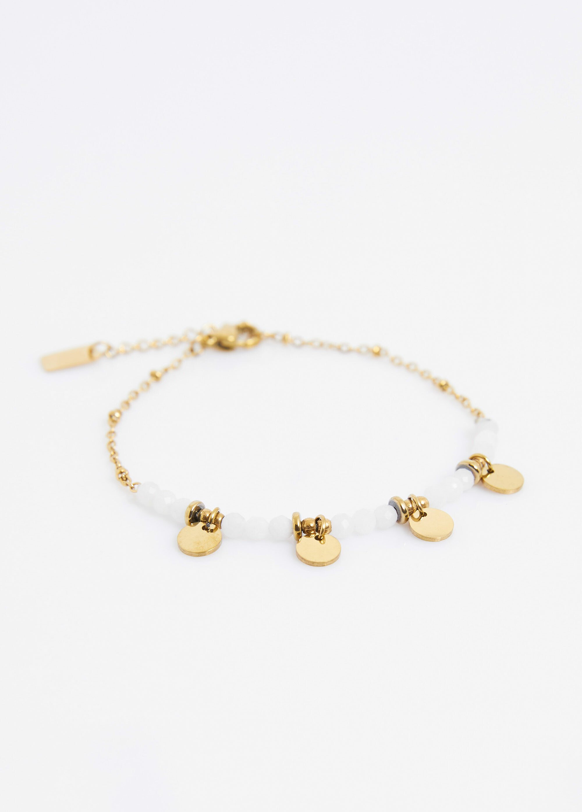 Bracelet perles et breloques acier Blanc L07-220 DE1