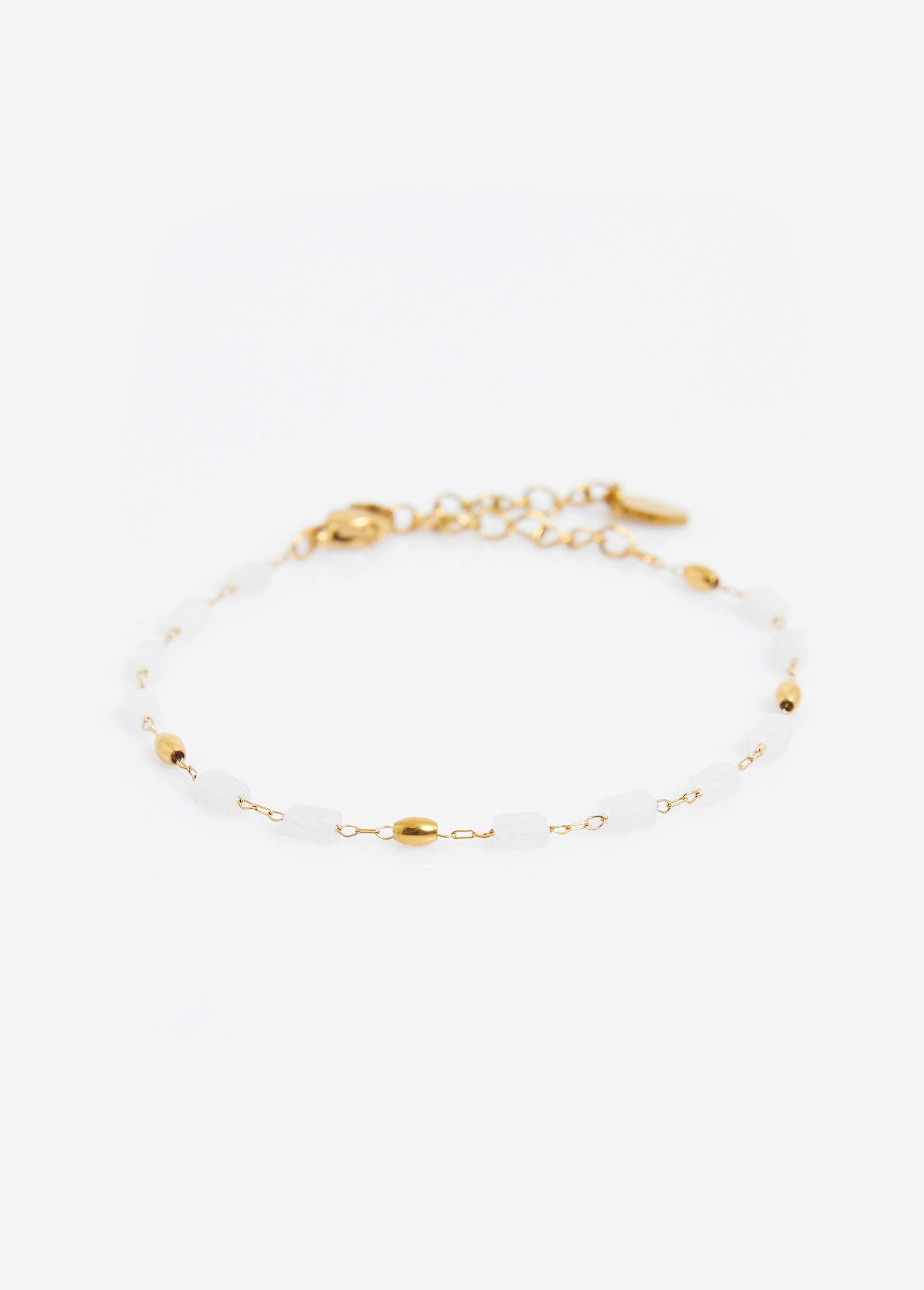 Bracelet perles tubes, acier inoxydable