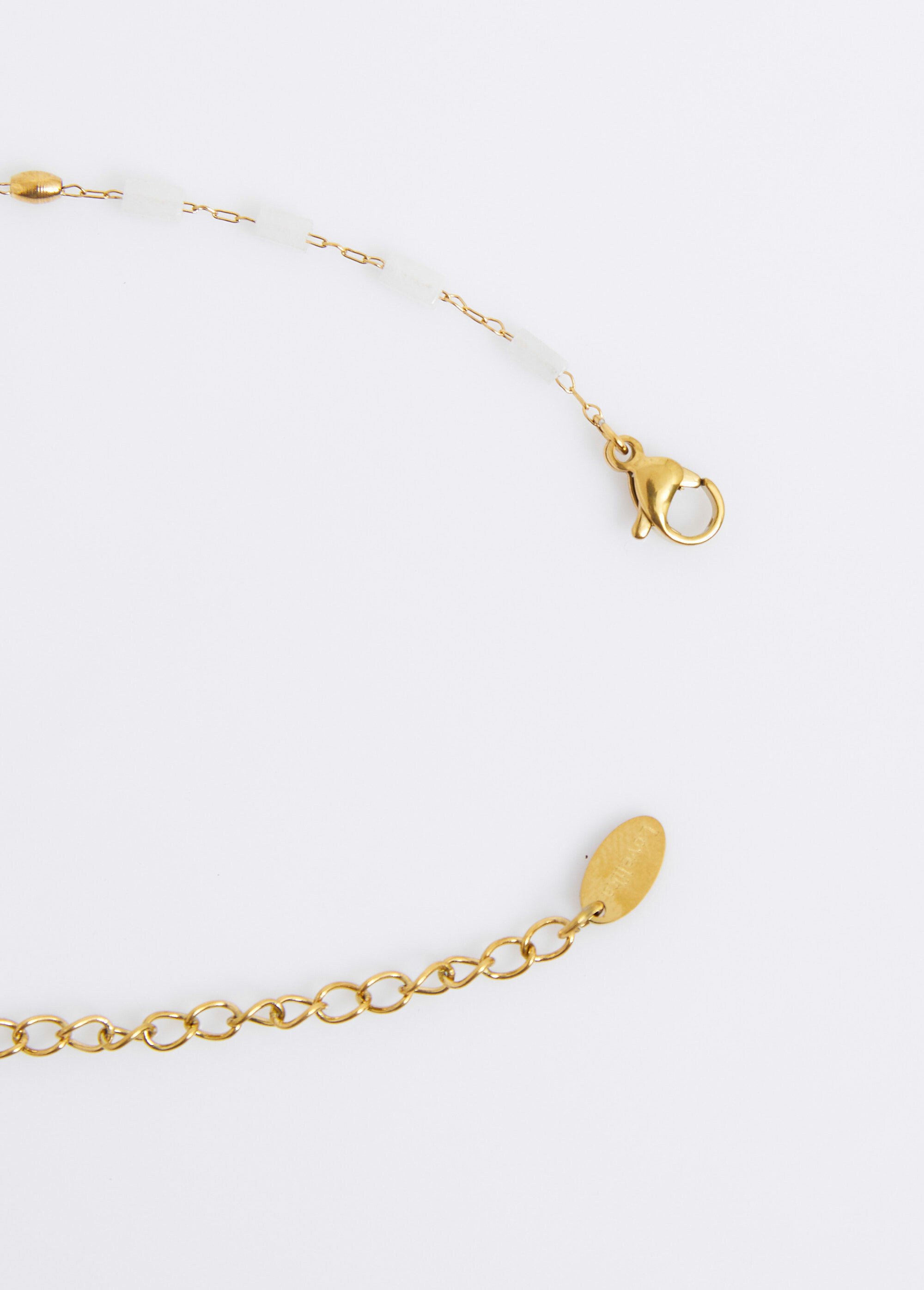 Bracelet perles tubes, acier inoxydable Blanc L03-34 DE2