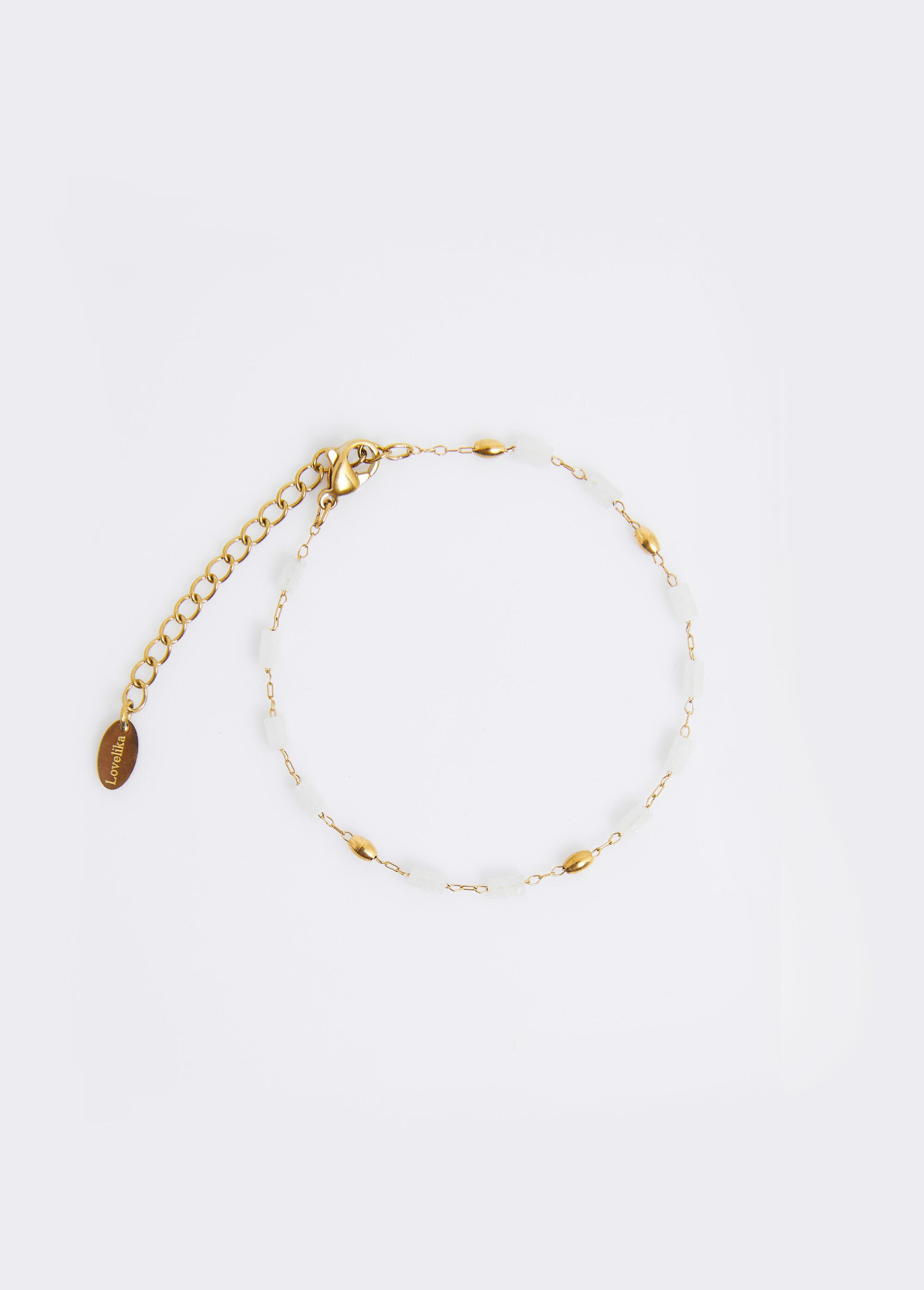 Bracelet perles tubes, acier inoxydable