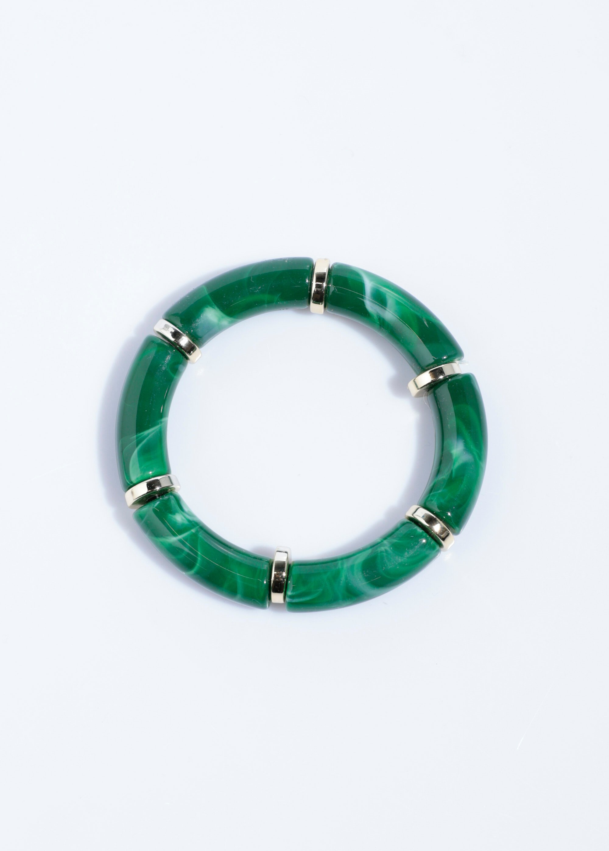Bracelet tendance perles tubes marbrées Vert ROS00001 DE1
