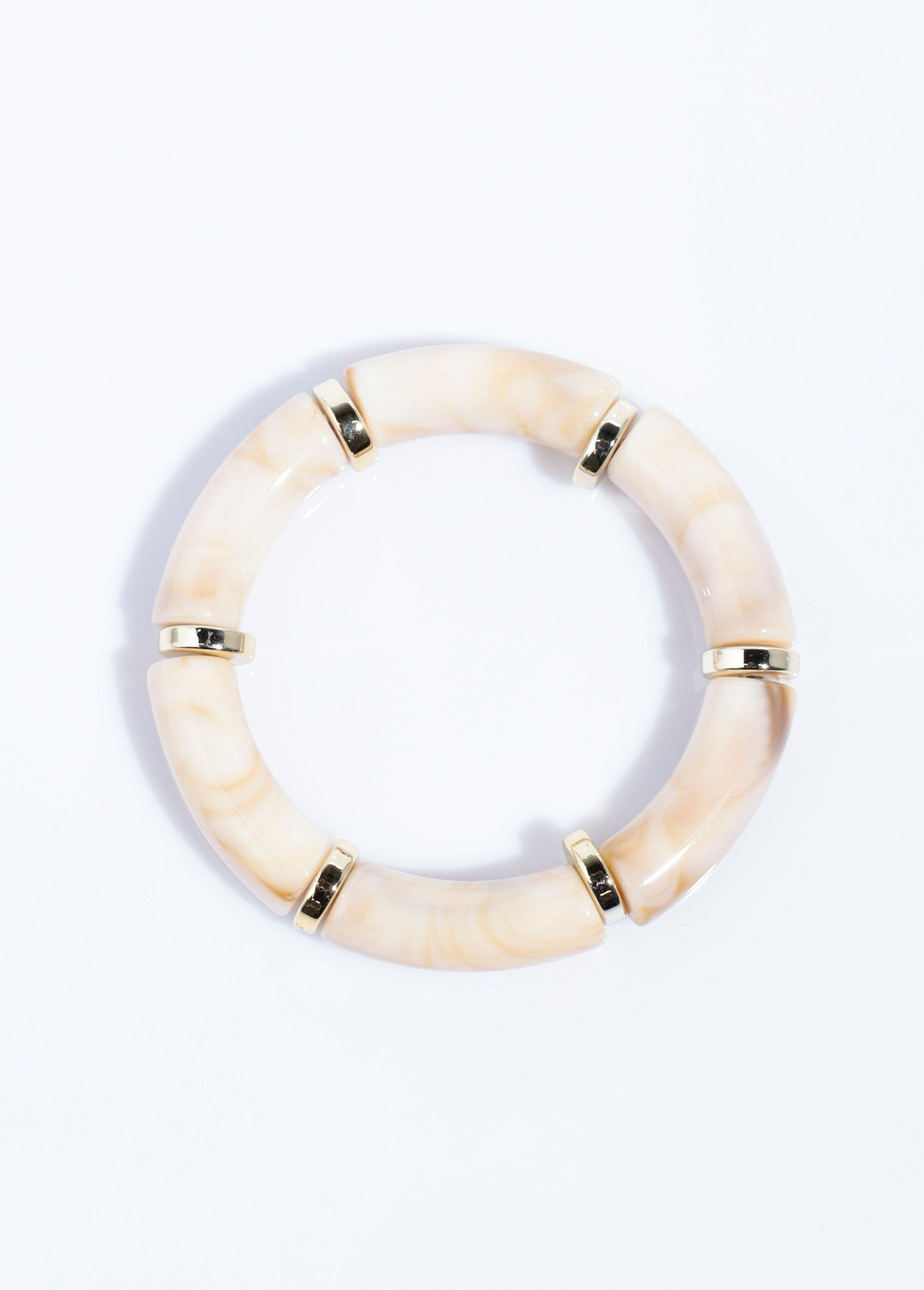 Bracelet tendance perles tubes marbrées Beige ROS00001 DE1