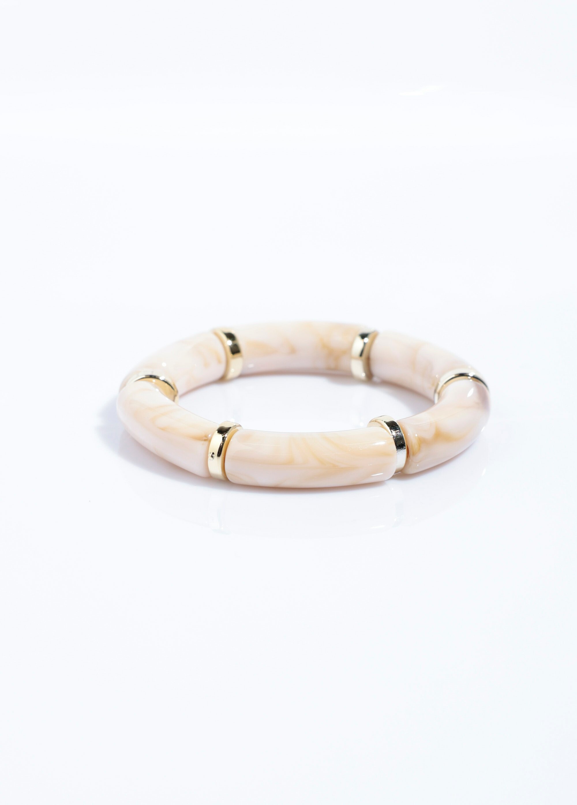 Bracelet tendance perles tubes marbrées Beige ROS00001 FA1