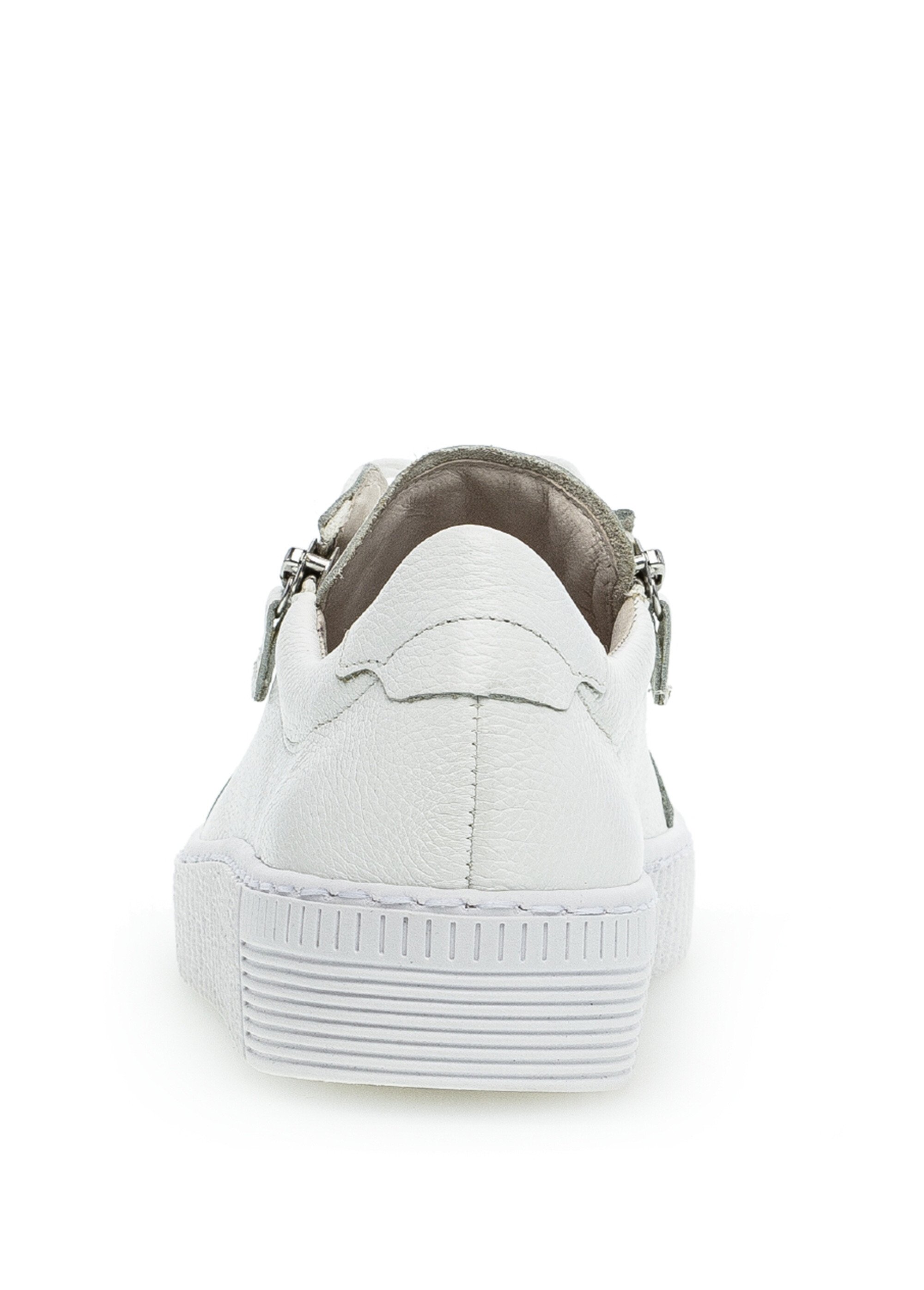 Baskets cuir avec lacets et zip, clair