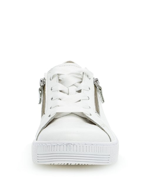 Baskets cuir avec lacets et zip, clair Femme Blanc GAB-6333421 FA2