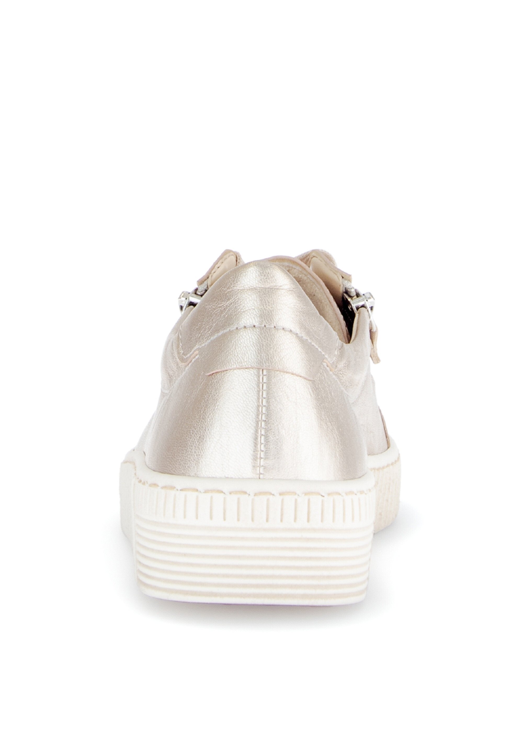 Baskets cuir avec lacets et zip, métallisé