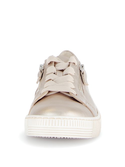 Baskets cuir avec lacets et zip, métallisé Femme Rose GAB-6333462 FA2