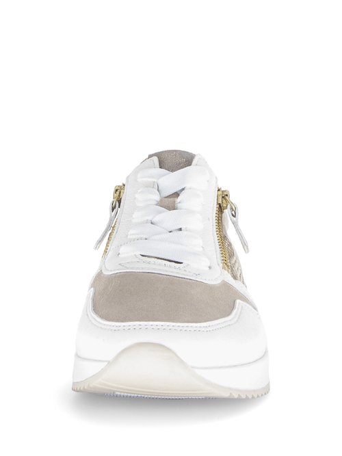 Baskets sportwear en cuir, lacets et zips Femme Beige GAB-6342016 FA2