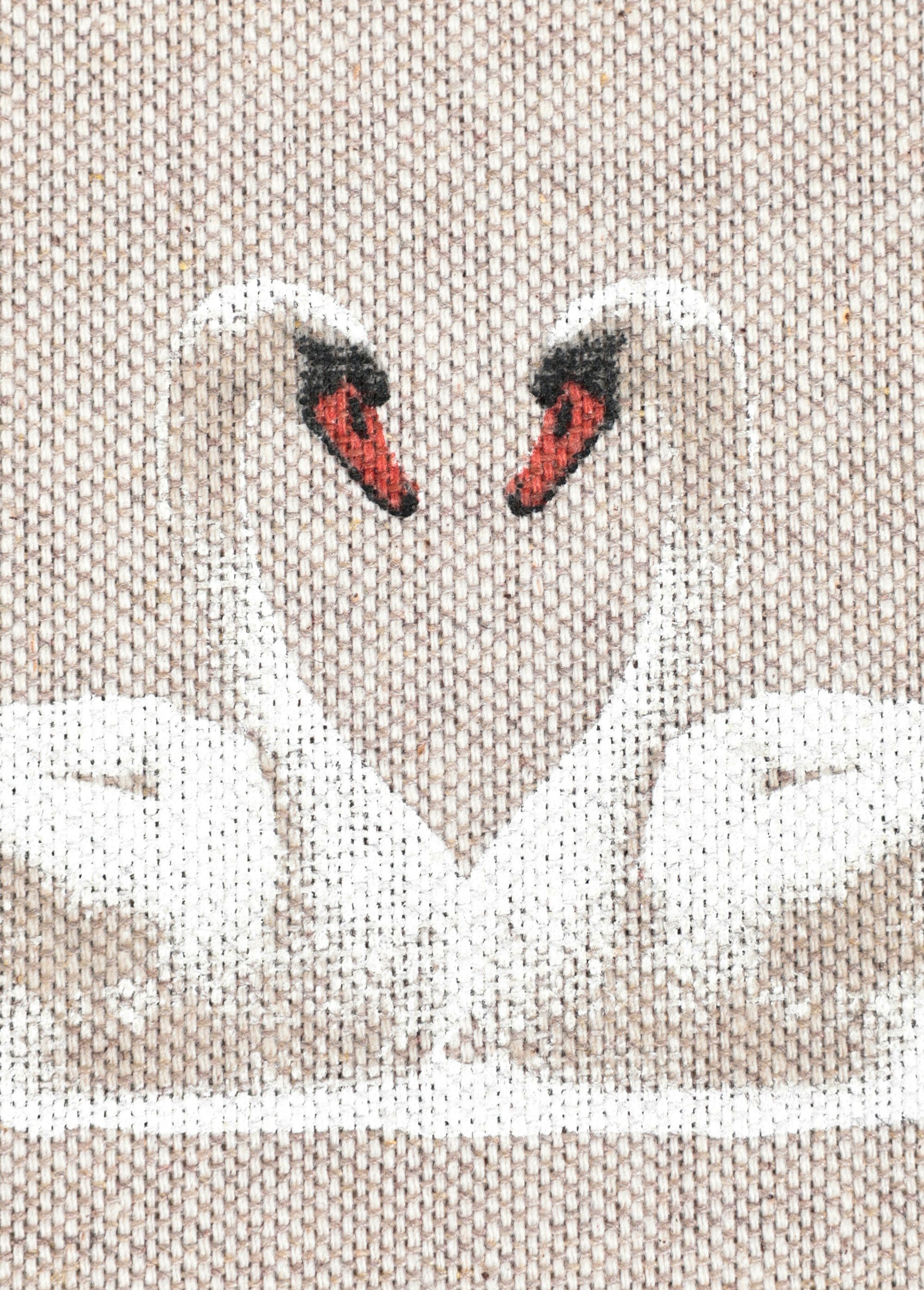 Coupon déco coton/lin, cygnes 0,5x1,4m BEIGE COT149853 DE2