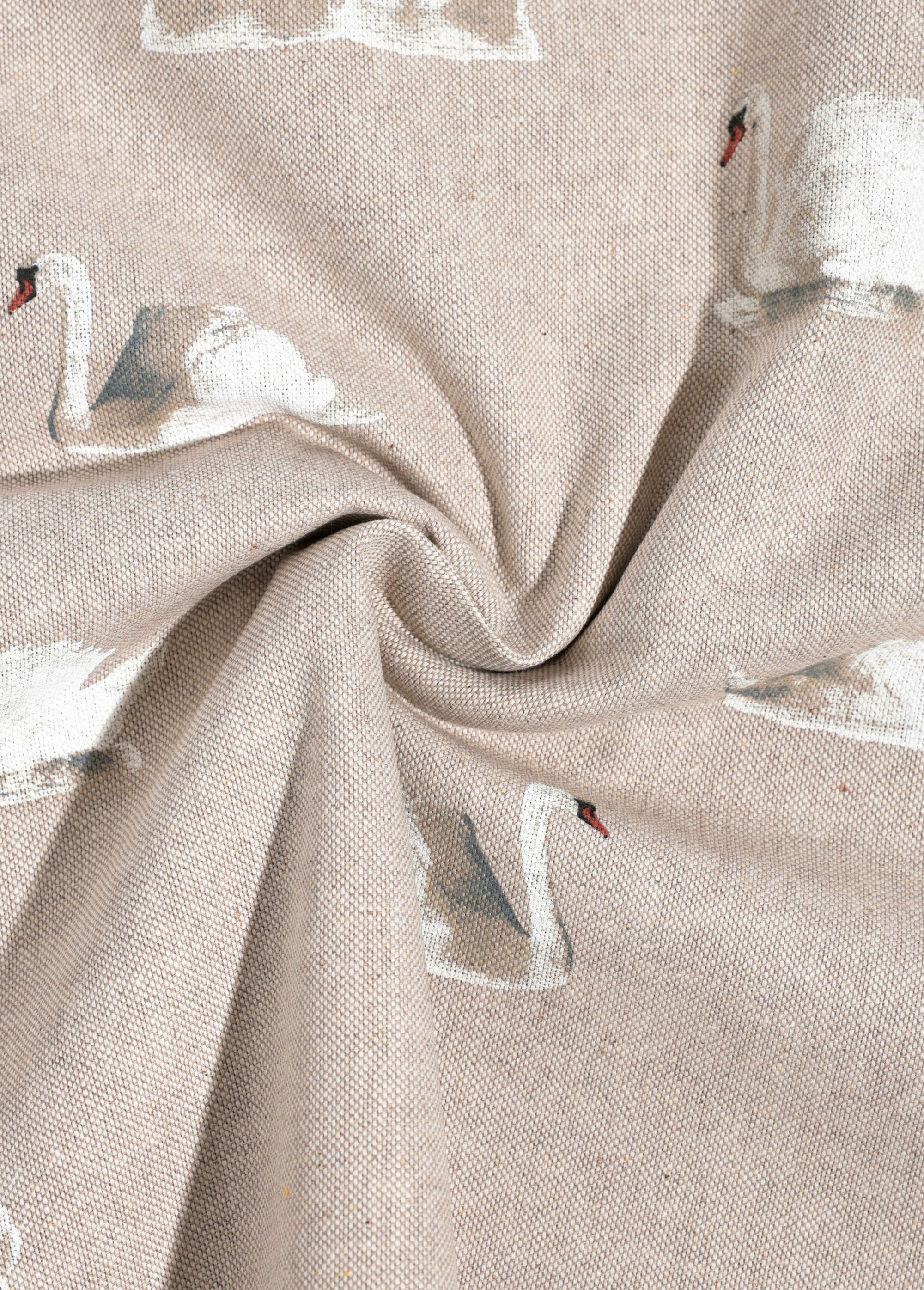 Coupon déco coton/lin, cygnes 0,5x1,4m