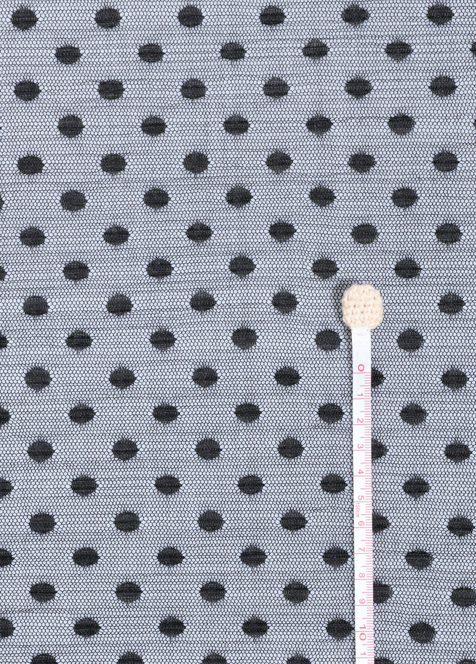 Coupon tissu habillement, dentelle pois NOIR COT92598 DE1