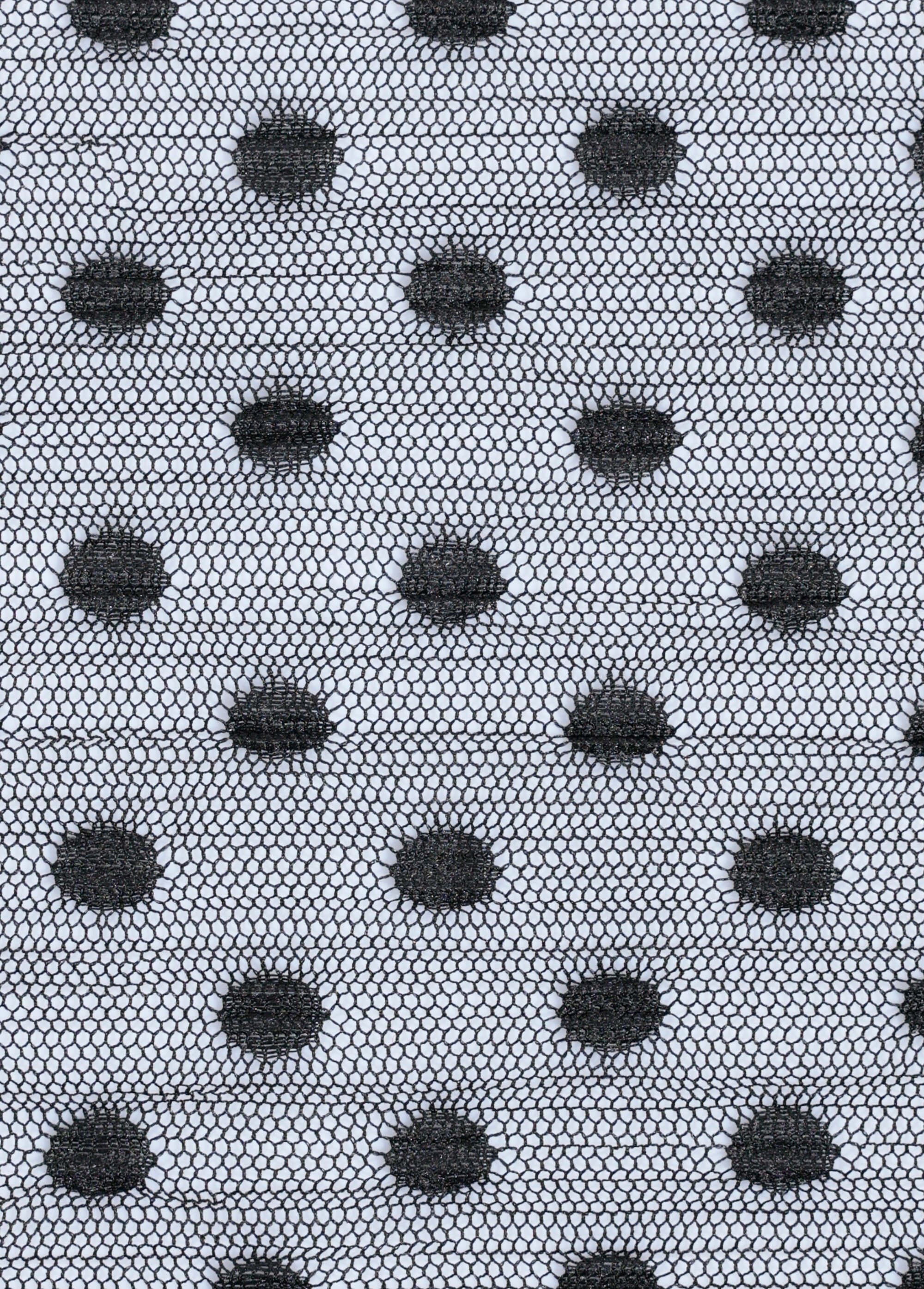 Coupon tissu habillement, dentelle pois NOIR COT92598 DE2