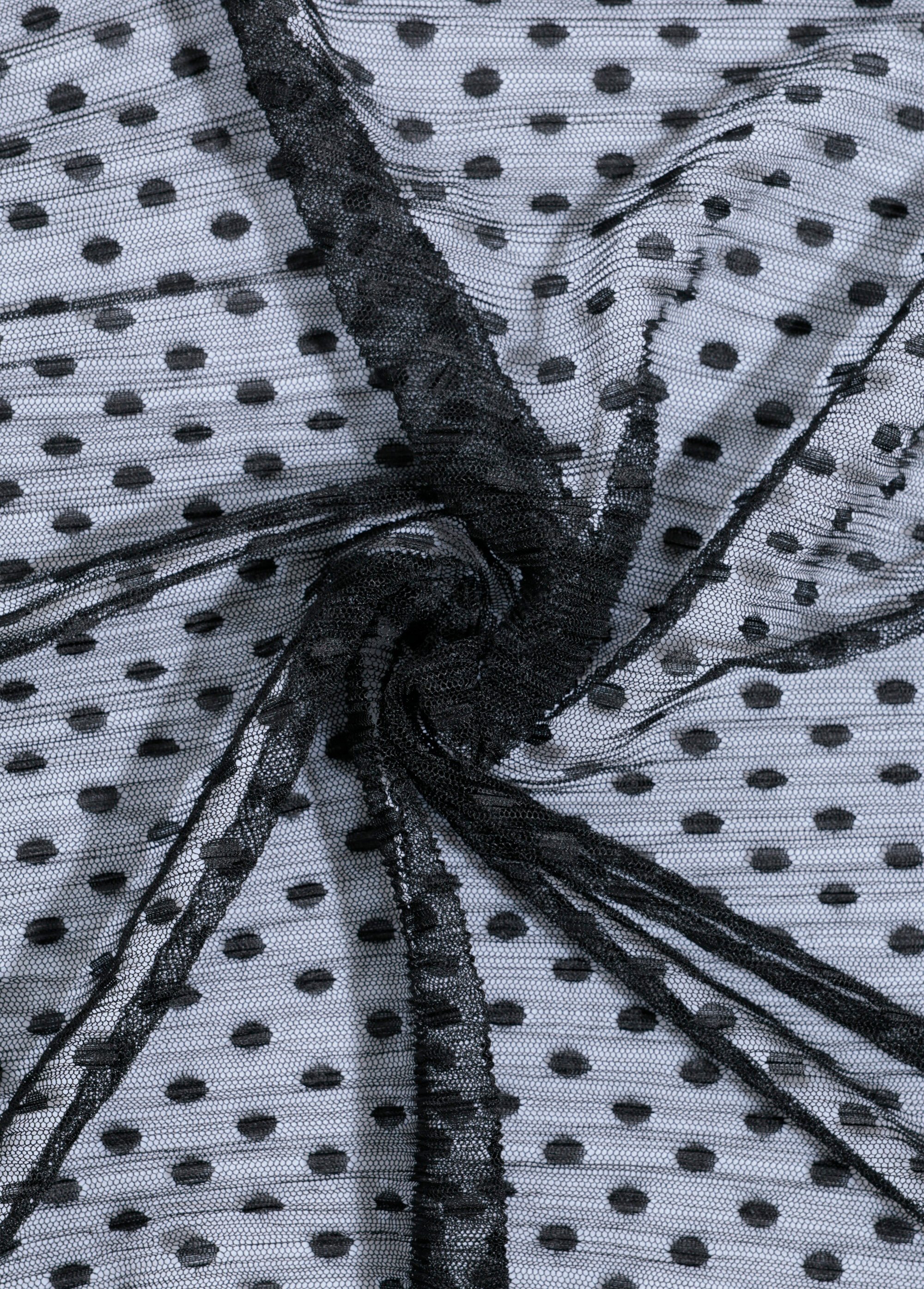 Coupon tissu habillement, dentelle pois NOIR COT92598 FA1