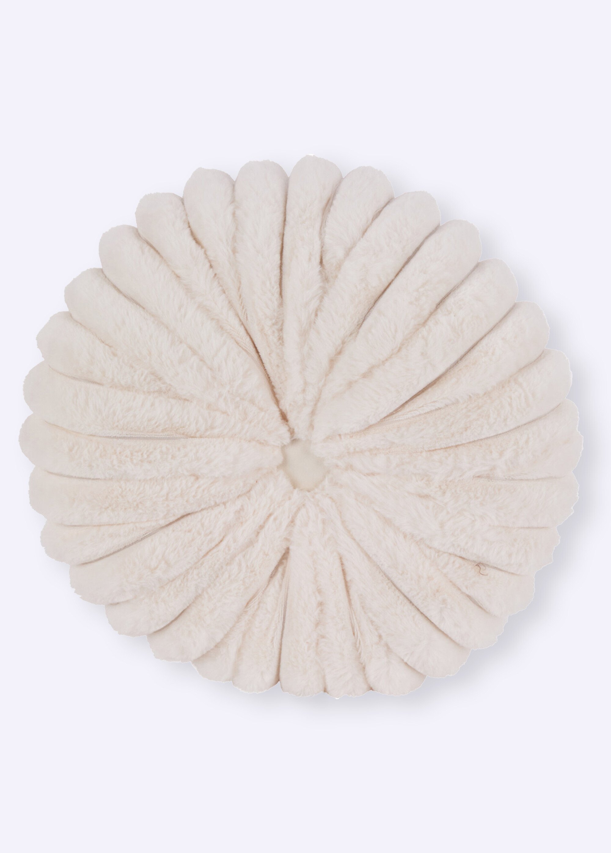 Coussin déco rond en fausse fourrure