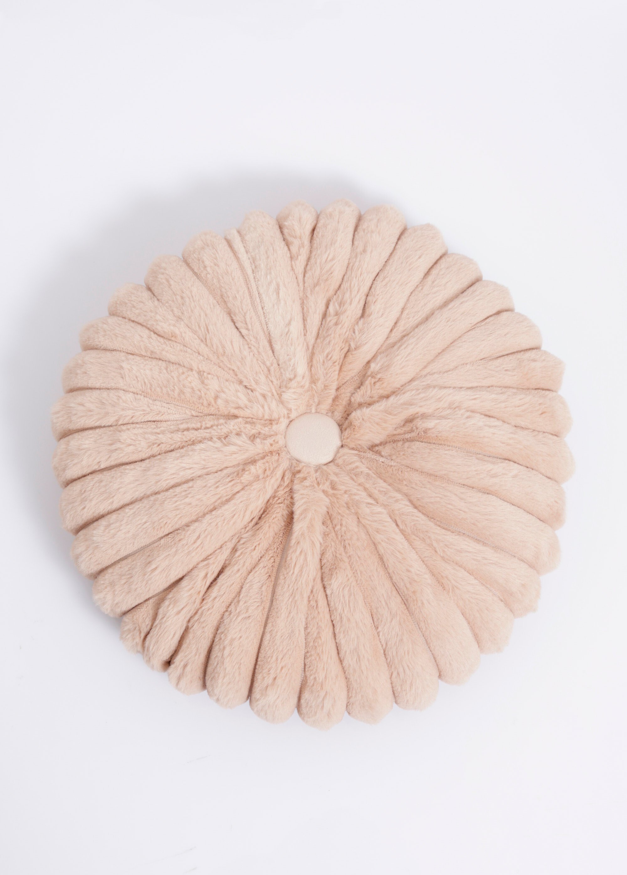 Coussin déco rond en fausse fourrure