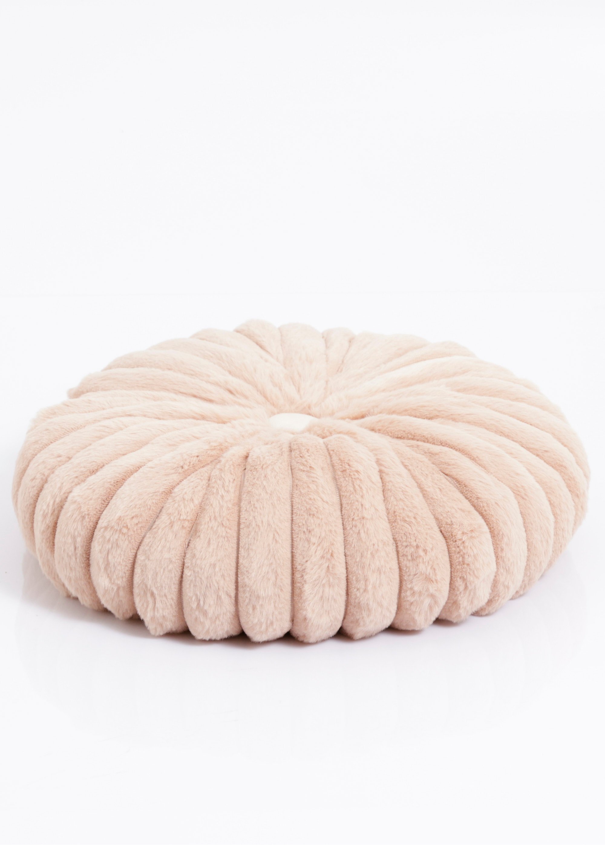 Coussin déco rond en fausse fourrure Rose KP-AAE823000 FA1