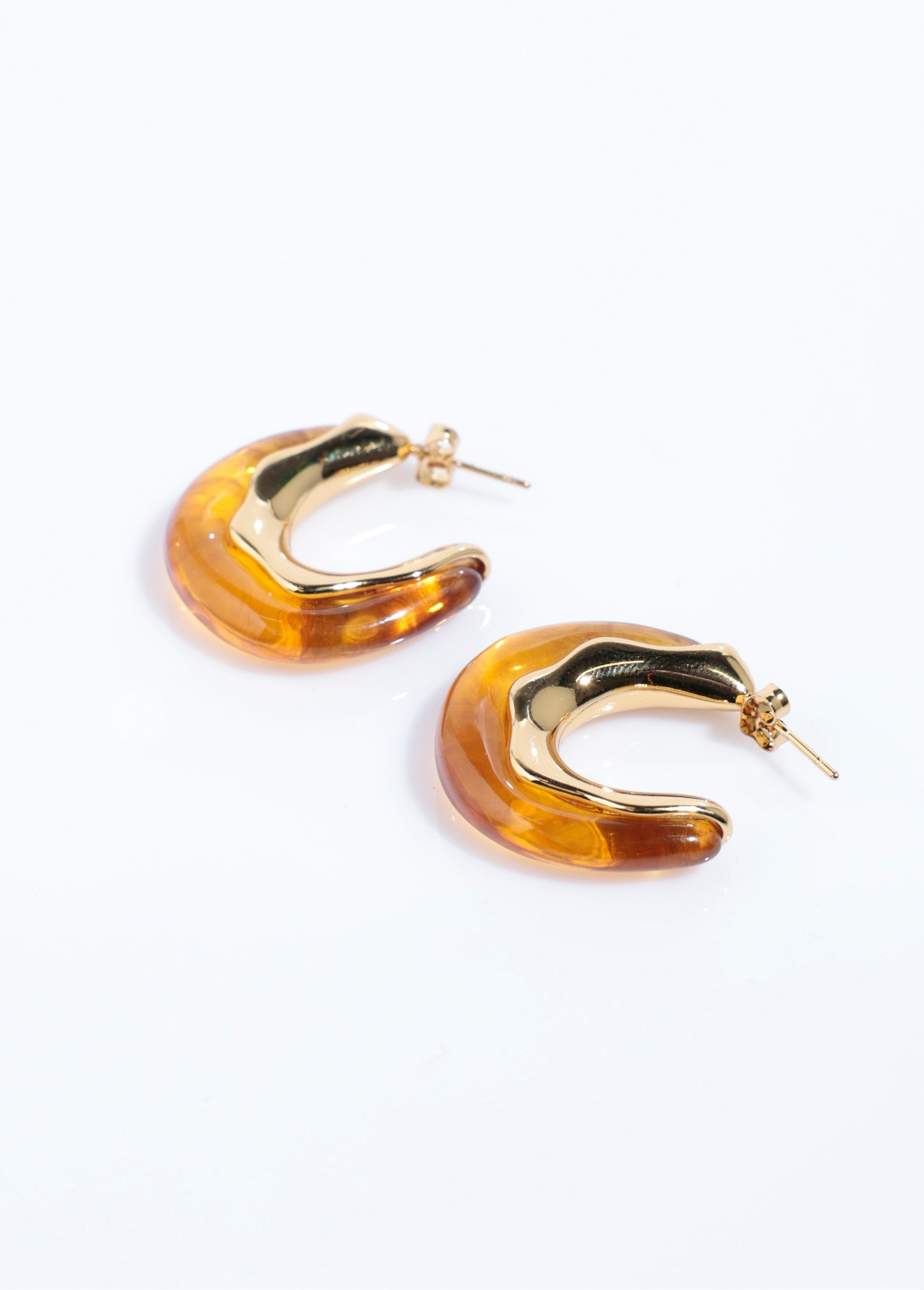Créoles aspect fantaisie et acier inox Marron ROS00004 FA1